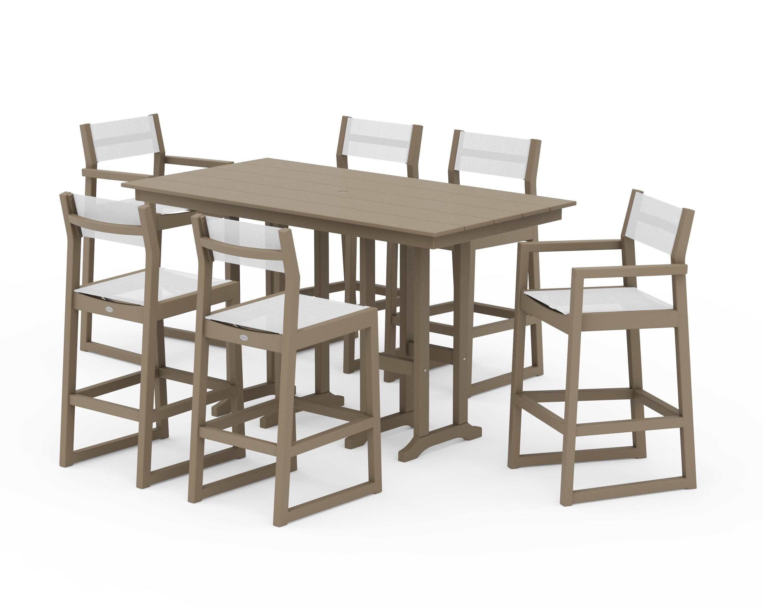 EDGE Sling 7-Piece Farmhouse Bar Set in Vintage Sahara / White Sling