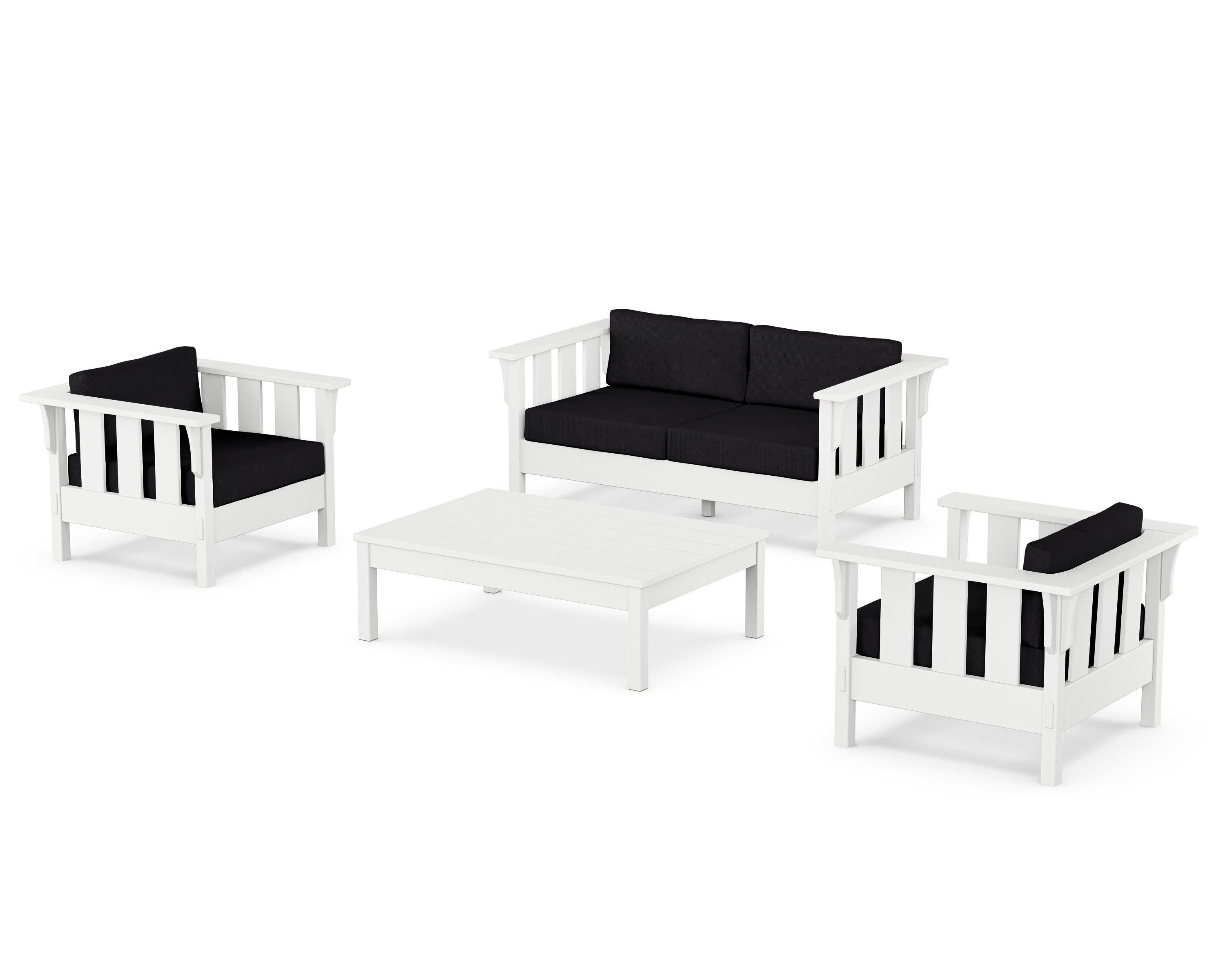 Acadia 4-Piece Deep Seating Set with Loveseat in White / Midnight Linen
