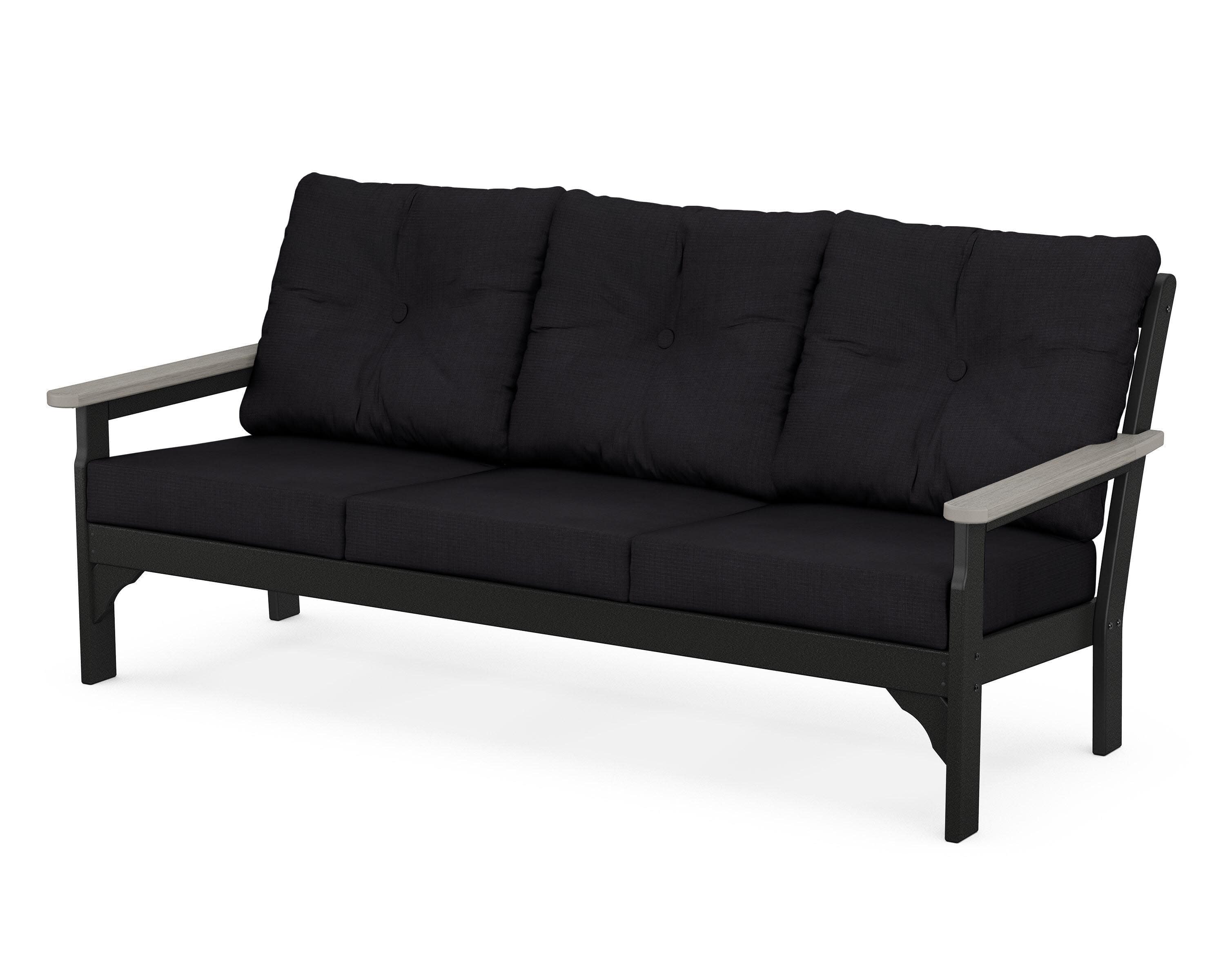 Vineyard Deep Seating Sofa in Black / Driftwood / Midnight Linen