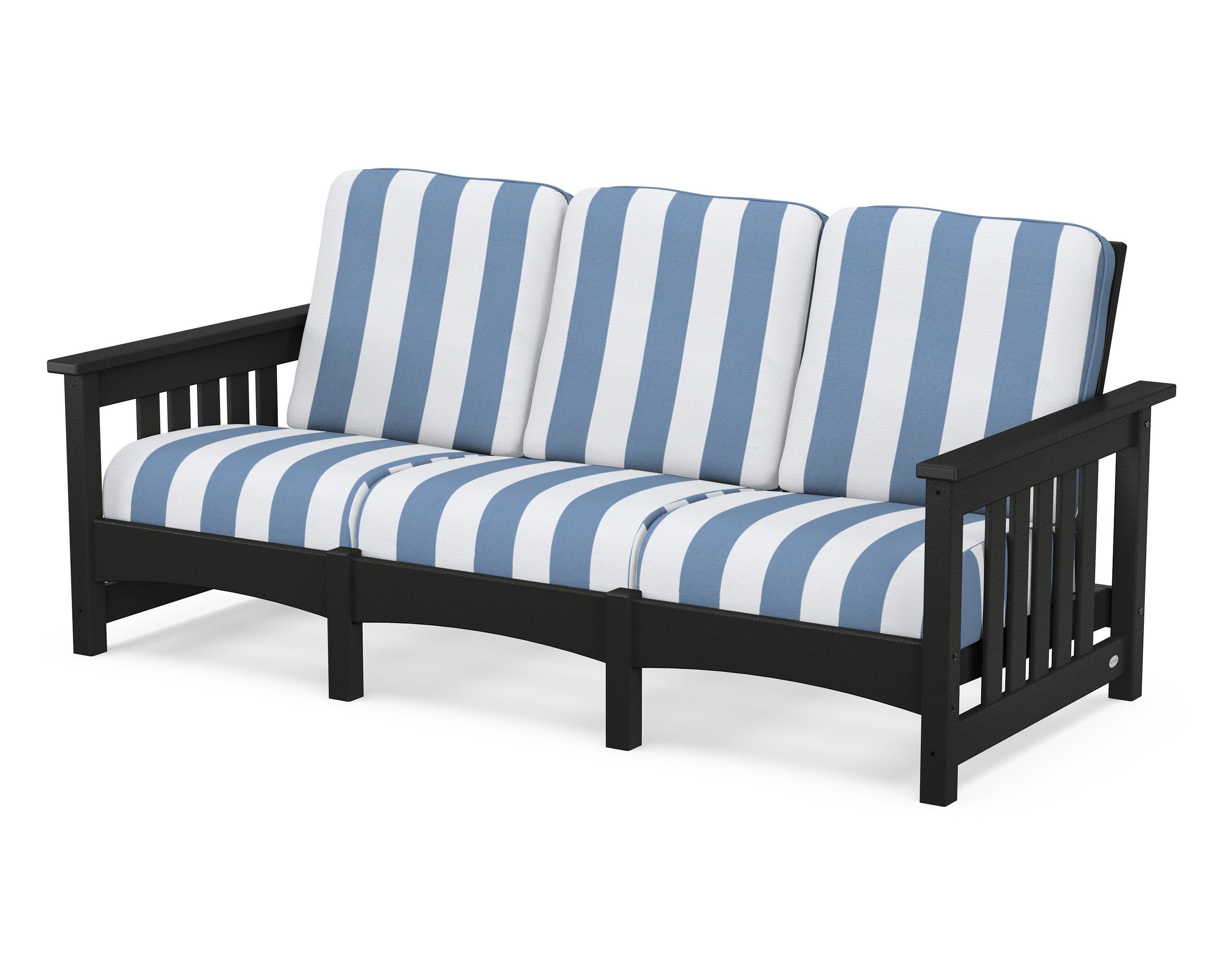 Club Mission Sofa in Black / Cabana Stripe Sky Blue