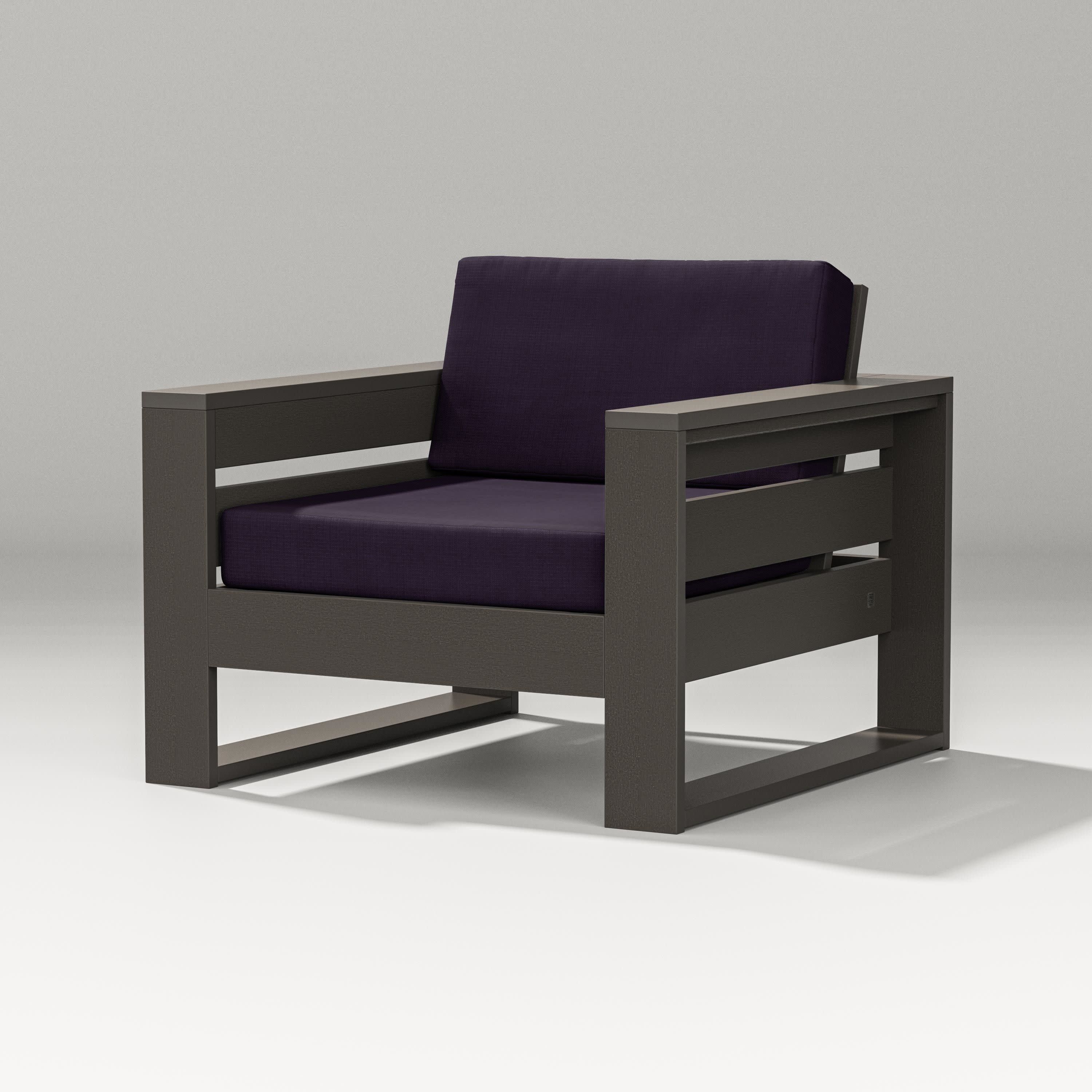 Latitude Lounge Chair in Vintage Coffee / Navy Linen