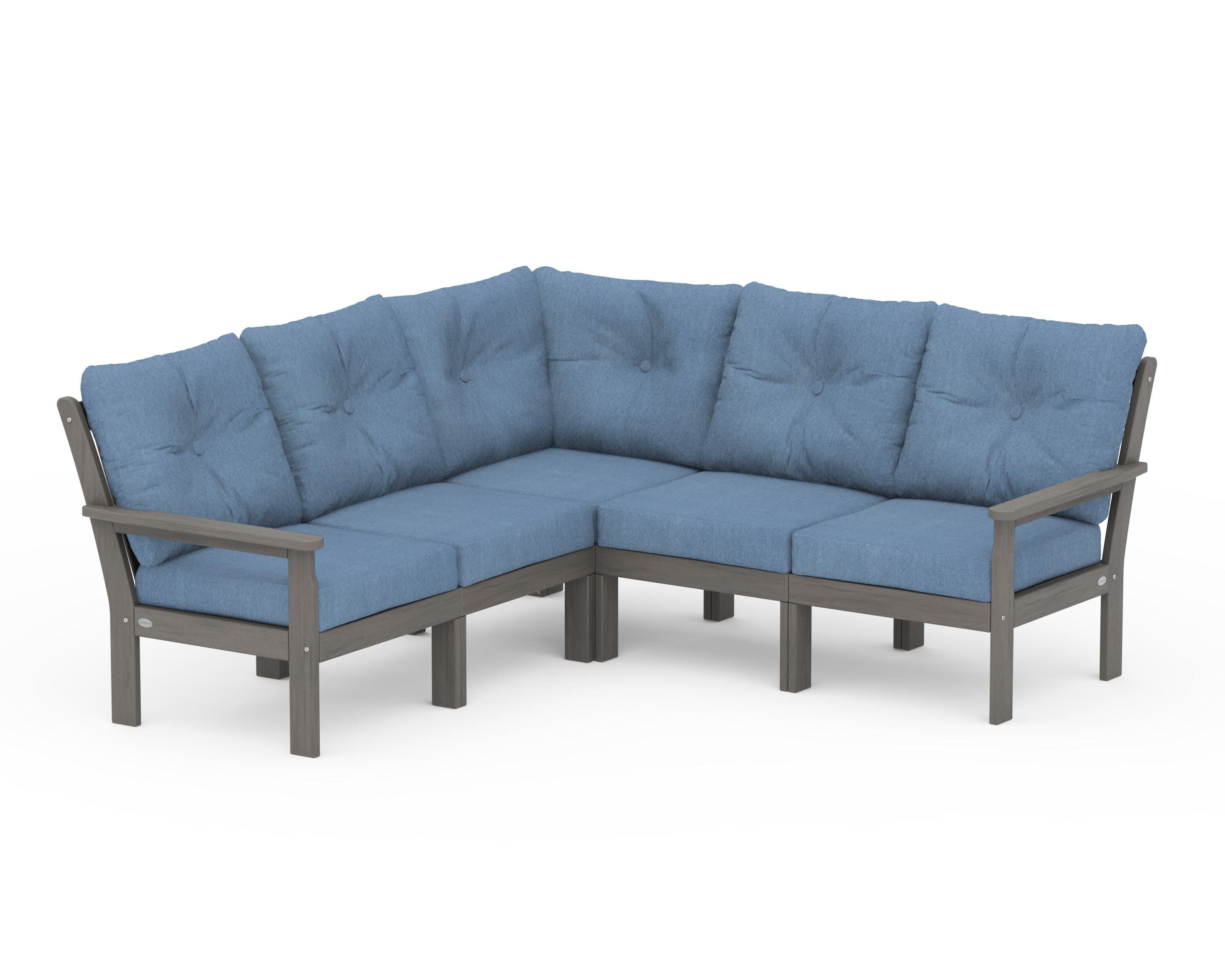 Vineyard 5-Piece Sectional in Driftwood / Sky Blue