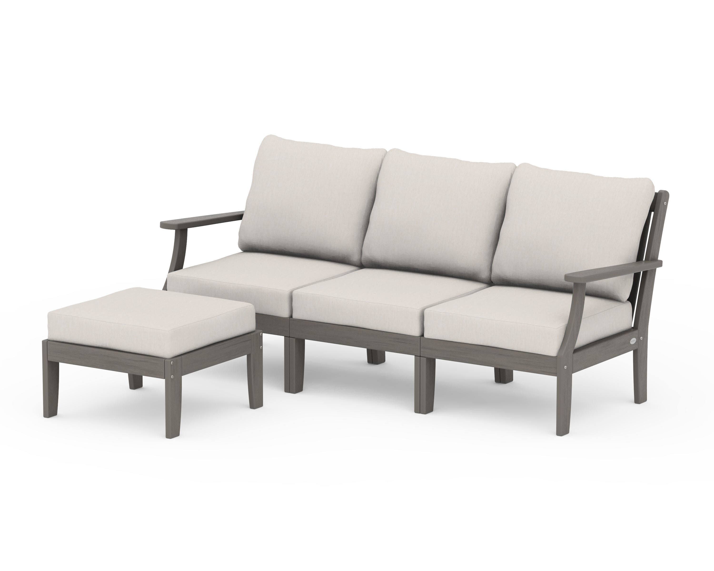 Braxton Modular 4-Piece Deep Seating Set with Ottoman in Driftwood / Cast Ash