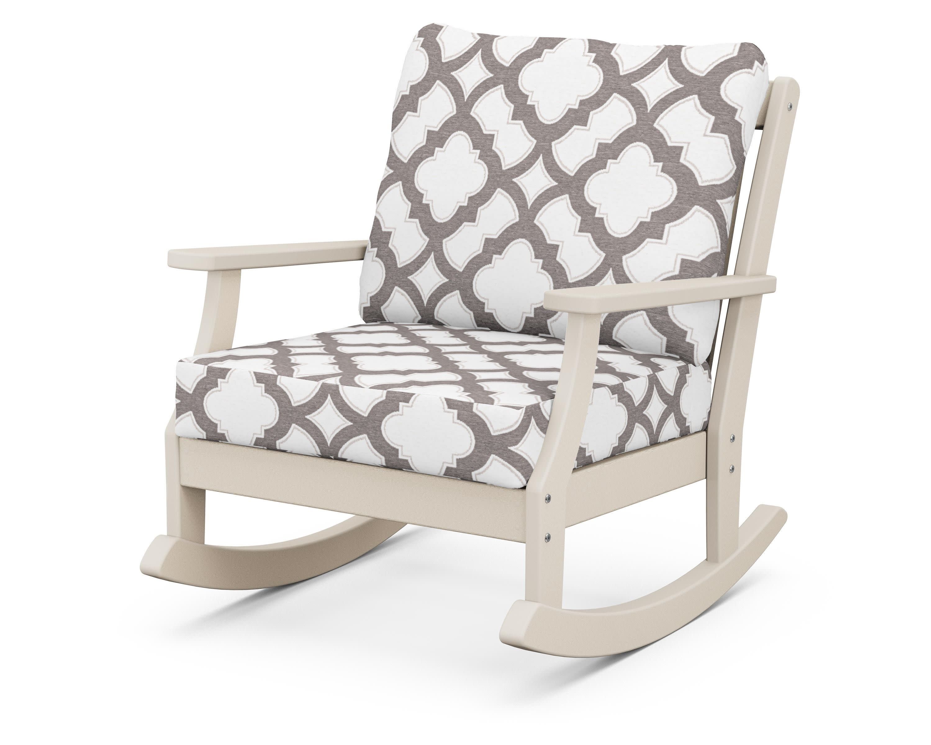 Braxton Deep Seating Rocking Chair in Sand / Trellis Grey Mist