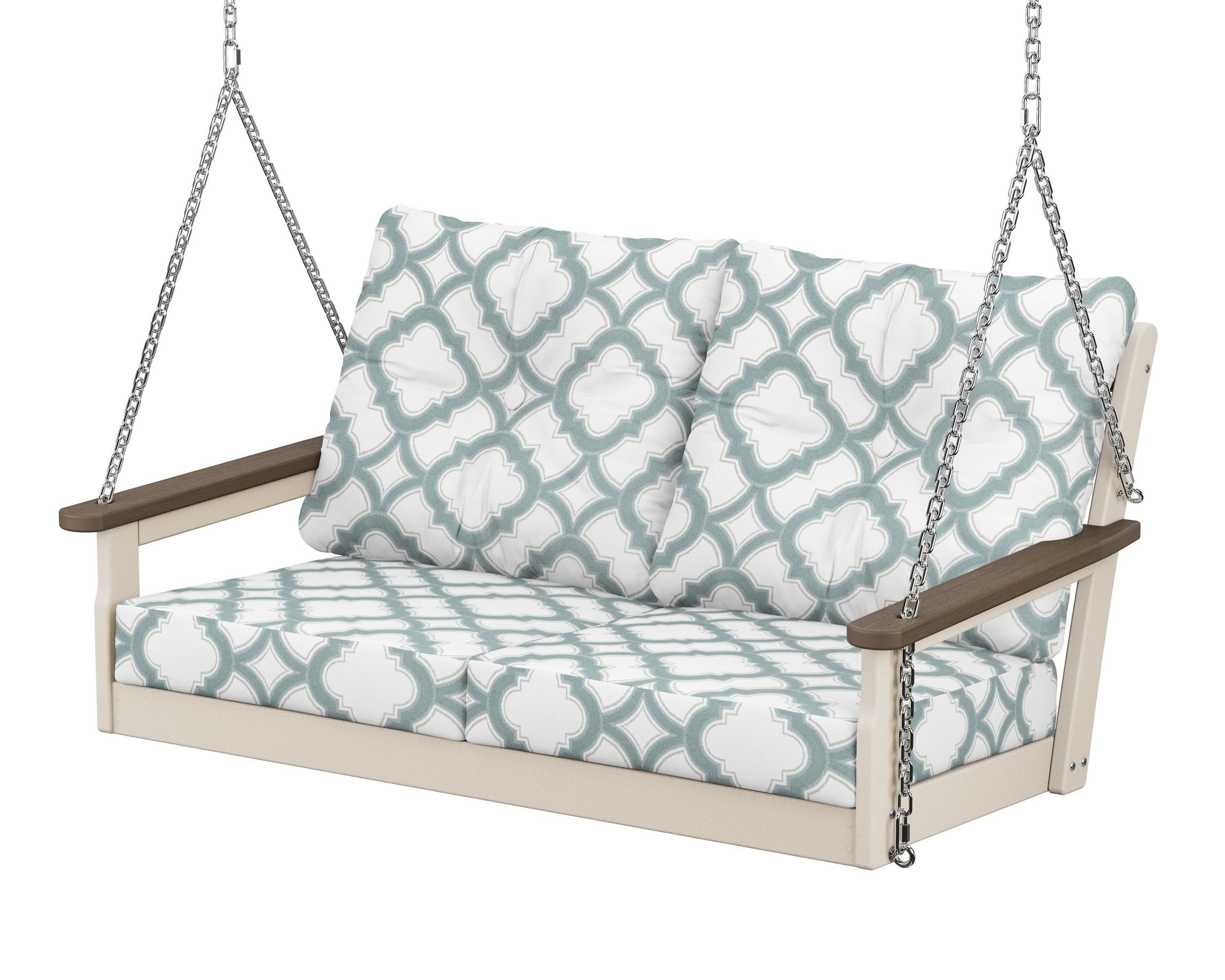 Vineyard Deep Seating Swing in Sand / Kona / Trellis Glacier Spa
