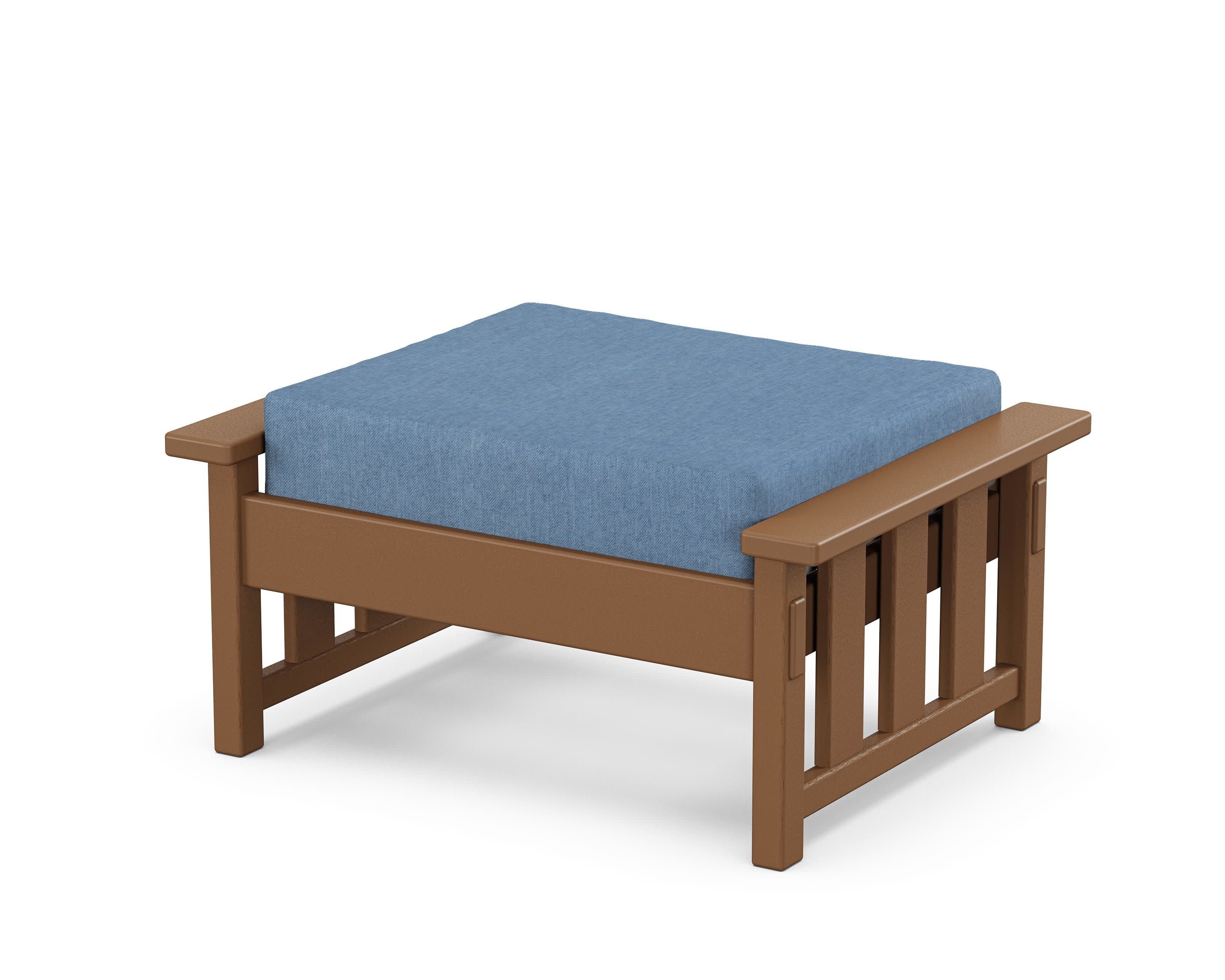 Acadia Deep Seating Ottoman in Teak / Sky Blue