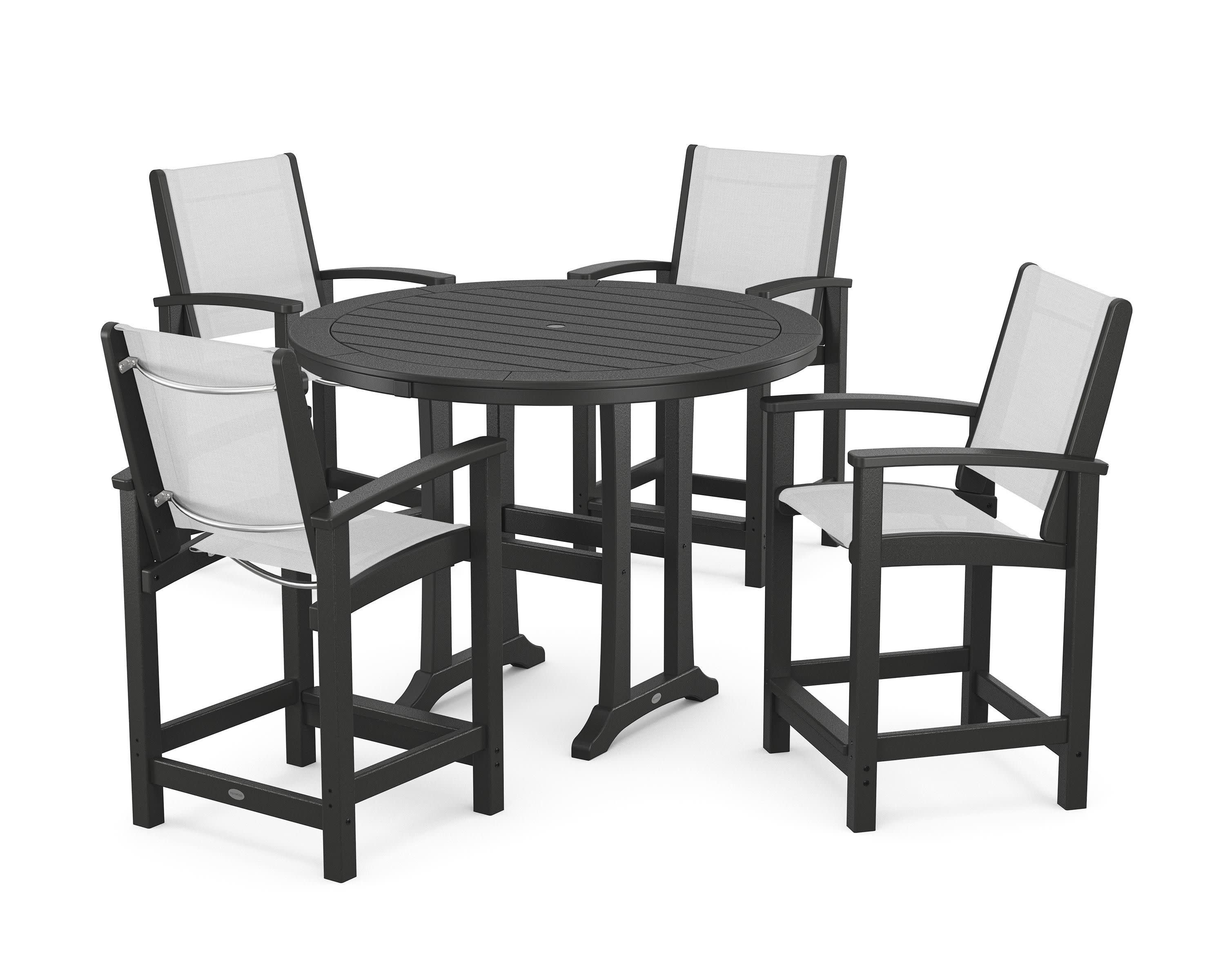 Coastal 5-Piece Counter Set in Black / White Sling