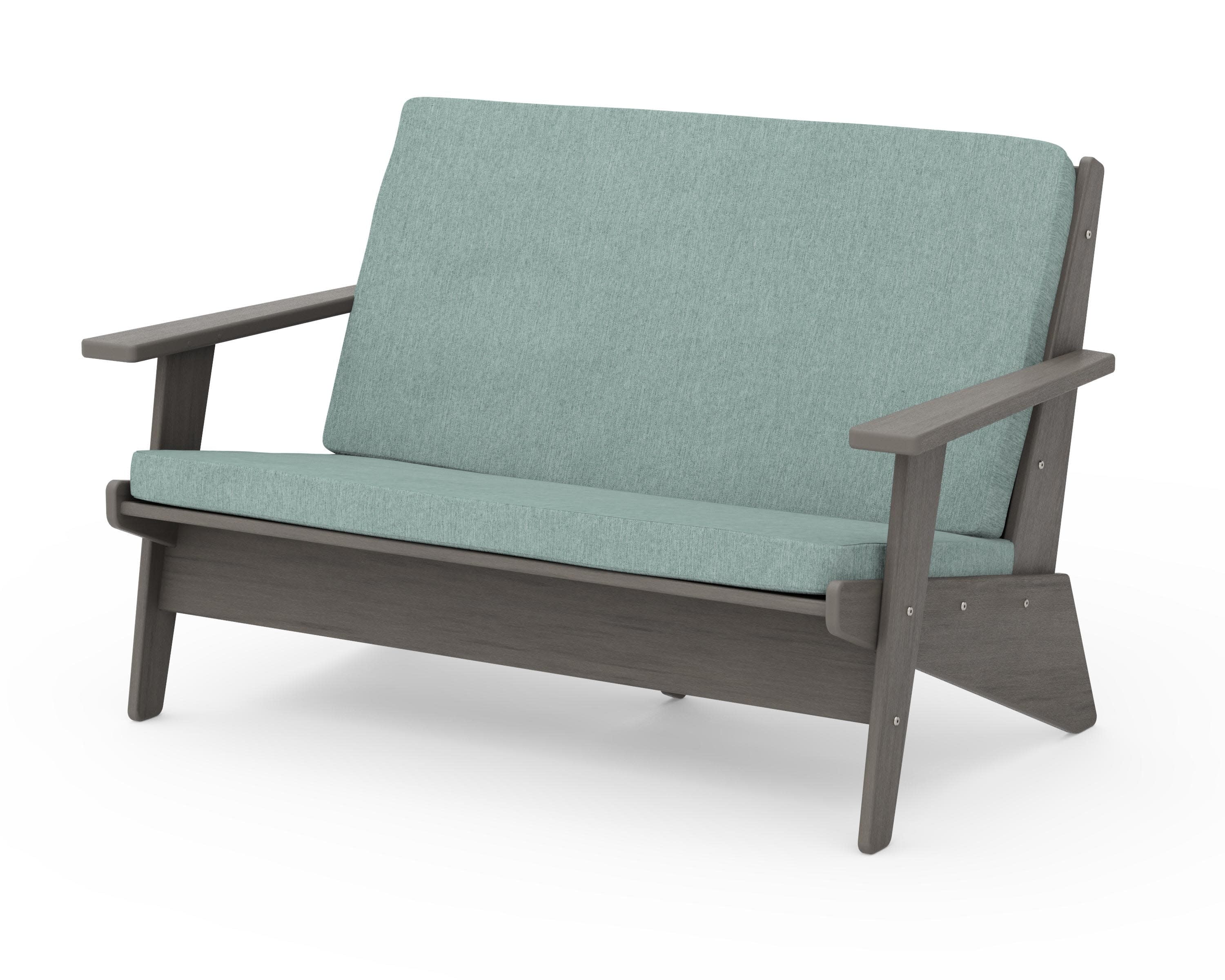 Riviera Modern Lounge Loveseat in Driftwood / Glacier Spa