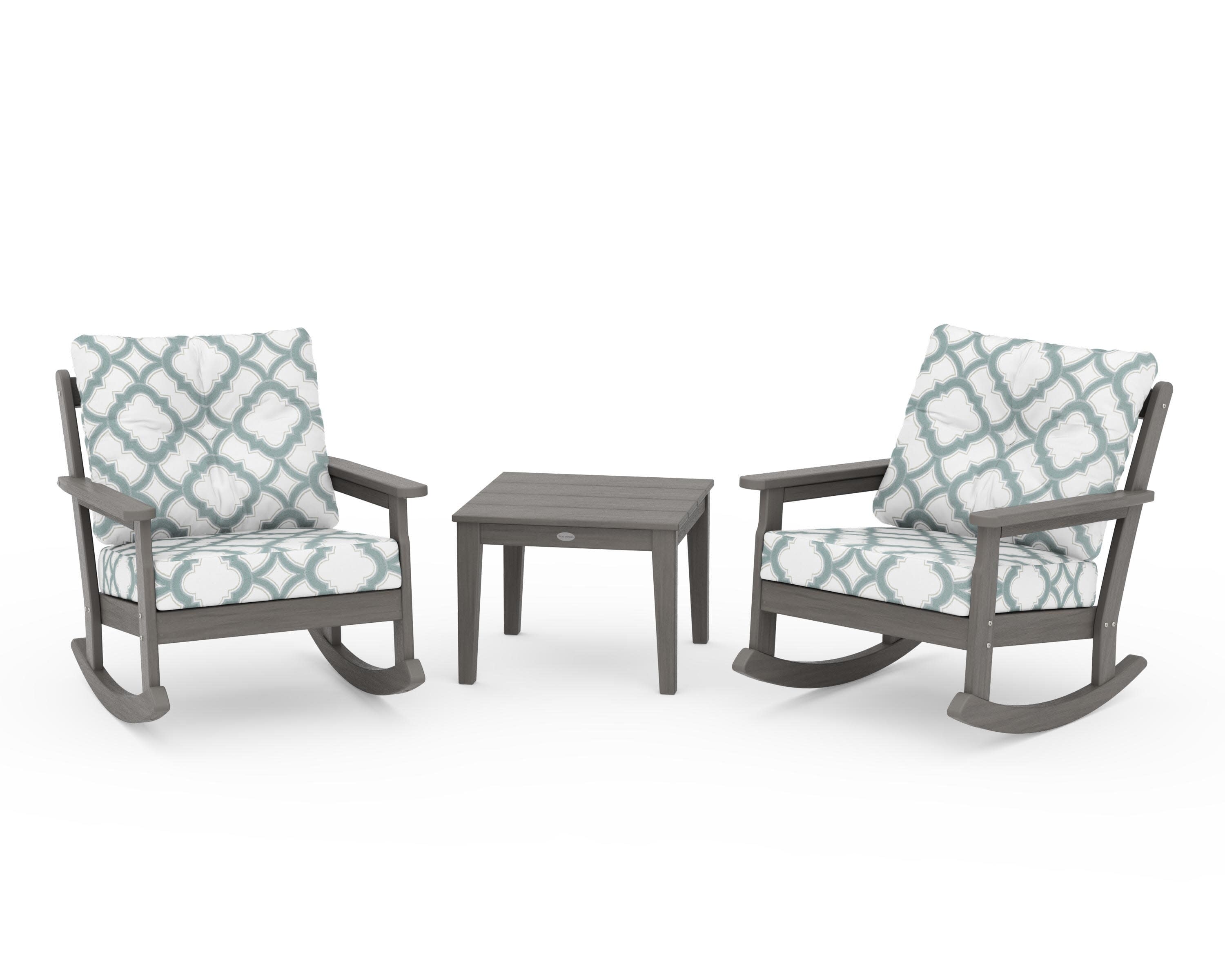 Vineyard 3-Piece Deep Seating Rocker Set in Driftwood / Trellis Glacier Spa