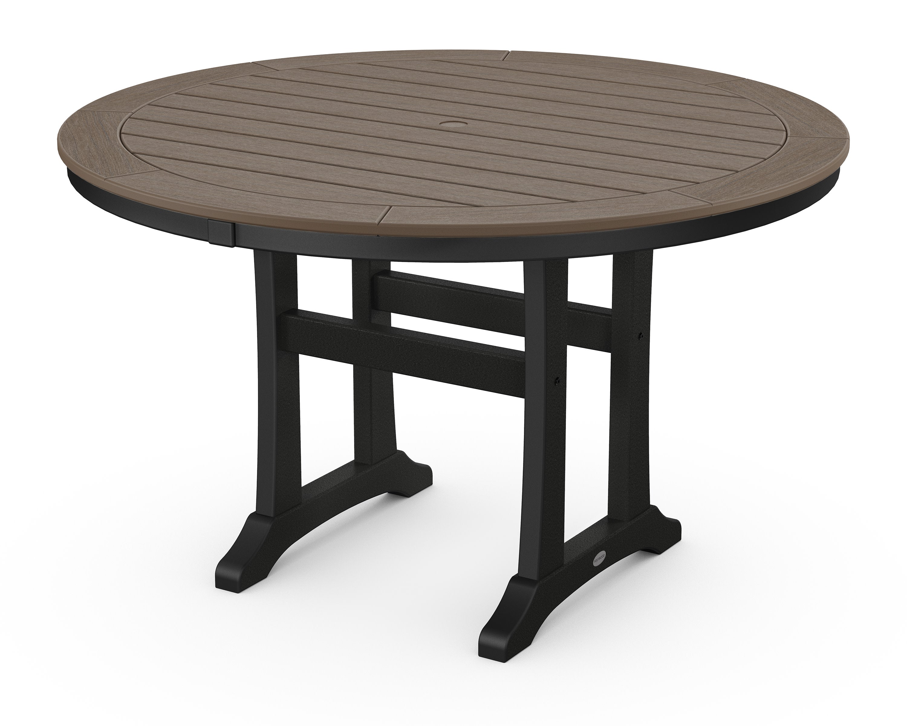 Nautical Trestle 48" Round Dining Table in Black / Kona