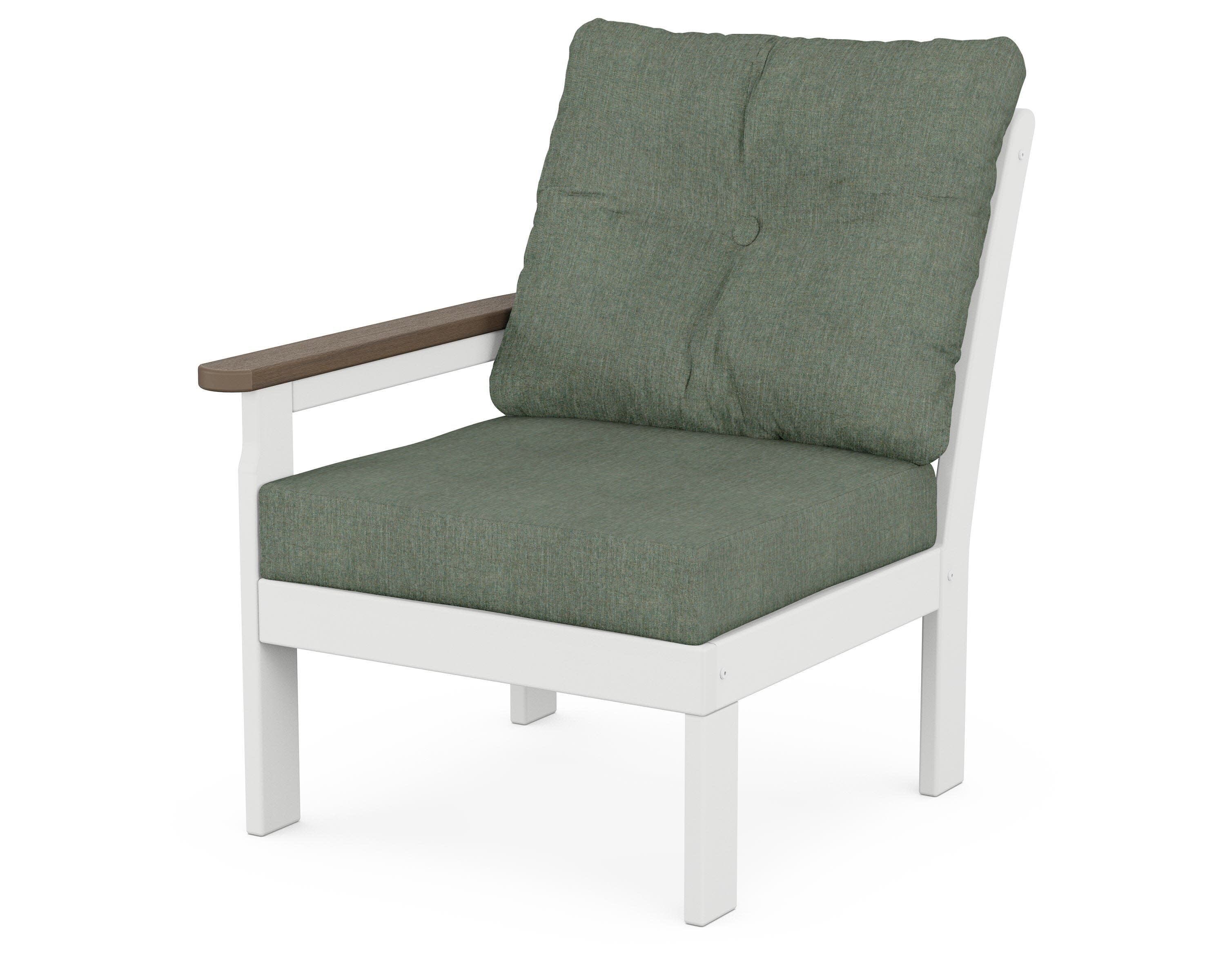 Vineyard Modular Left Arm Chair in White / Kona / Cast Sage