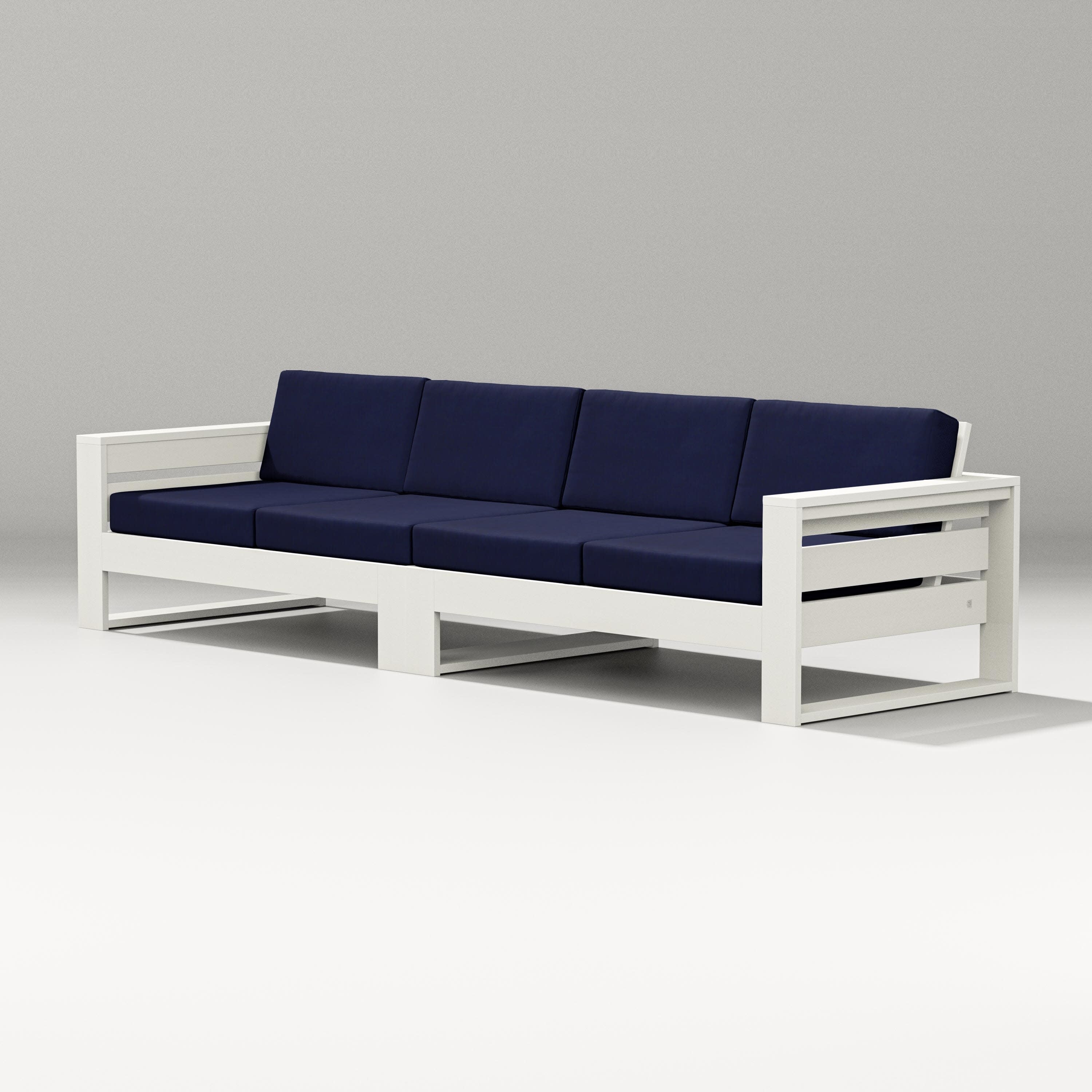 Latitude Straight Sectional in Vintage White / Navy