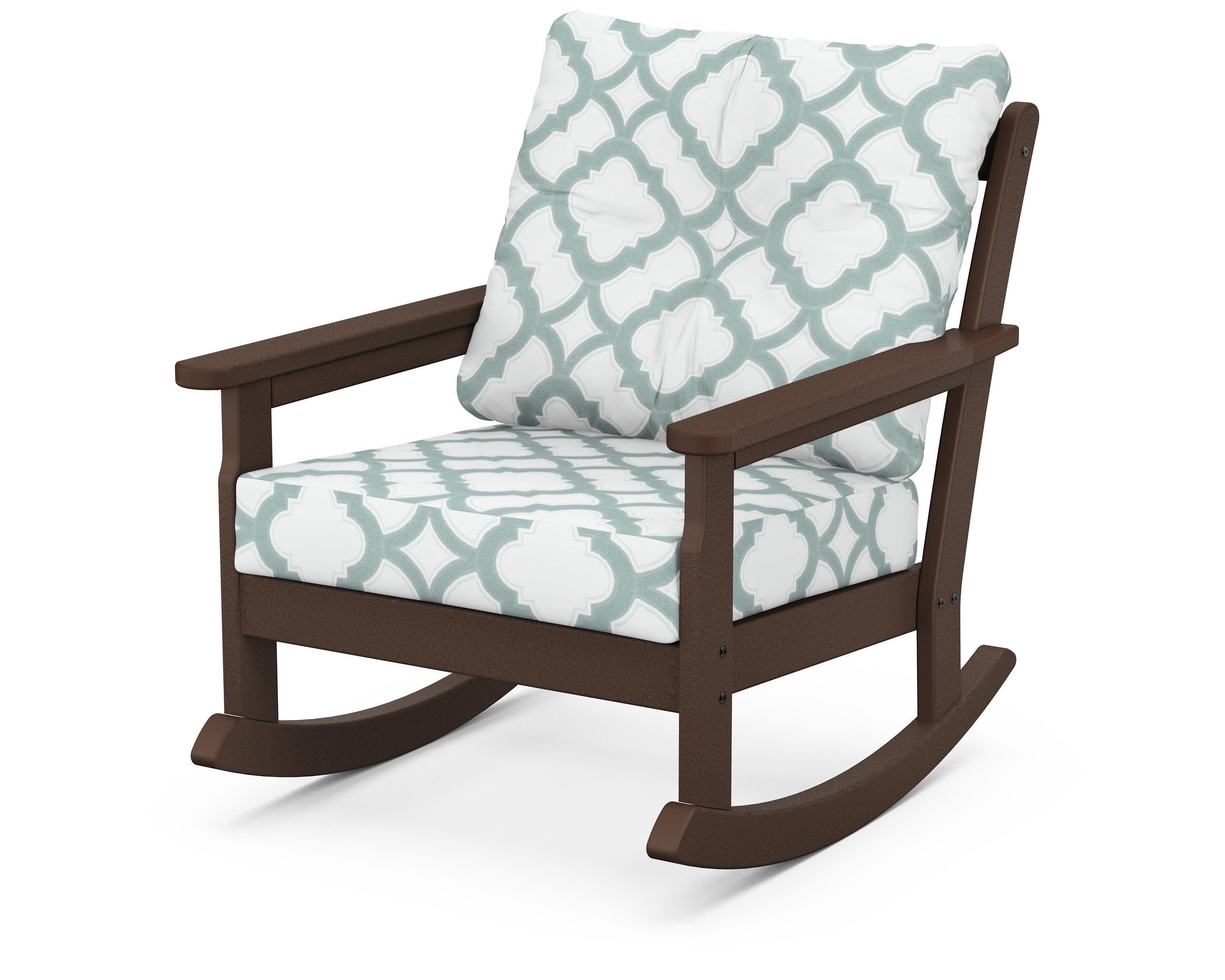 Vineyard Deep Seating Rocking Chair in Mahogany / Trellis Glacier Spa