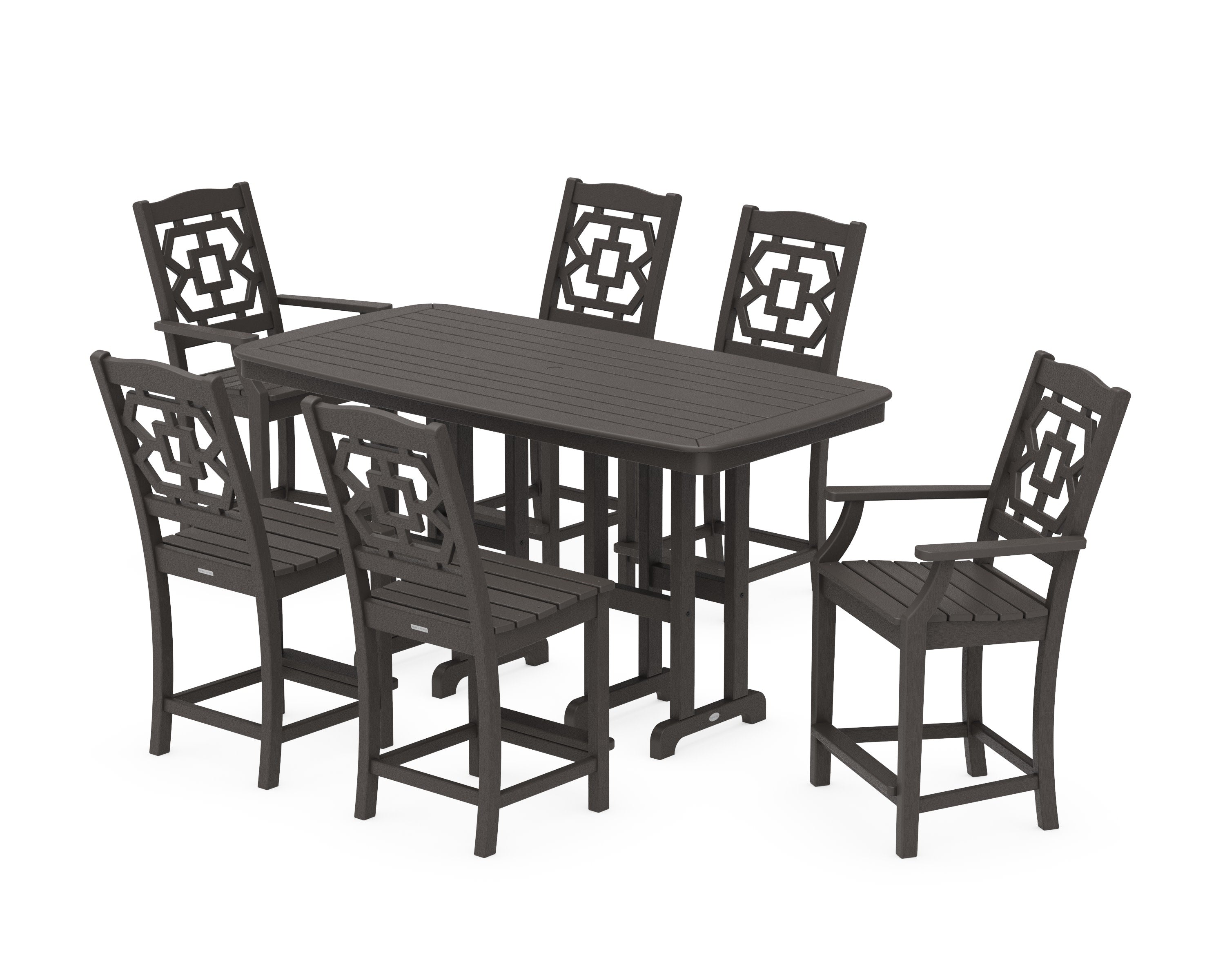 Chinoiserie 7-Piece Counter Set in Vintage Coffee