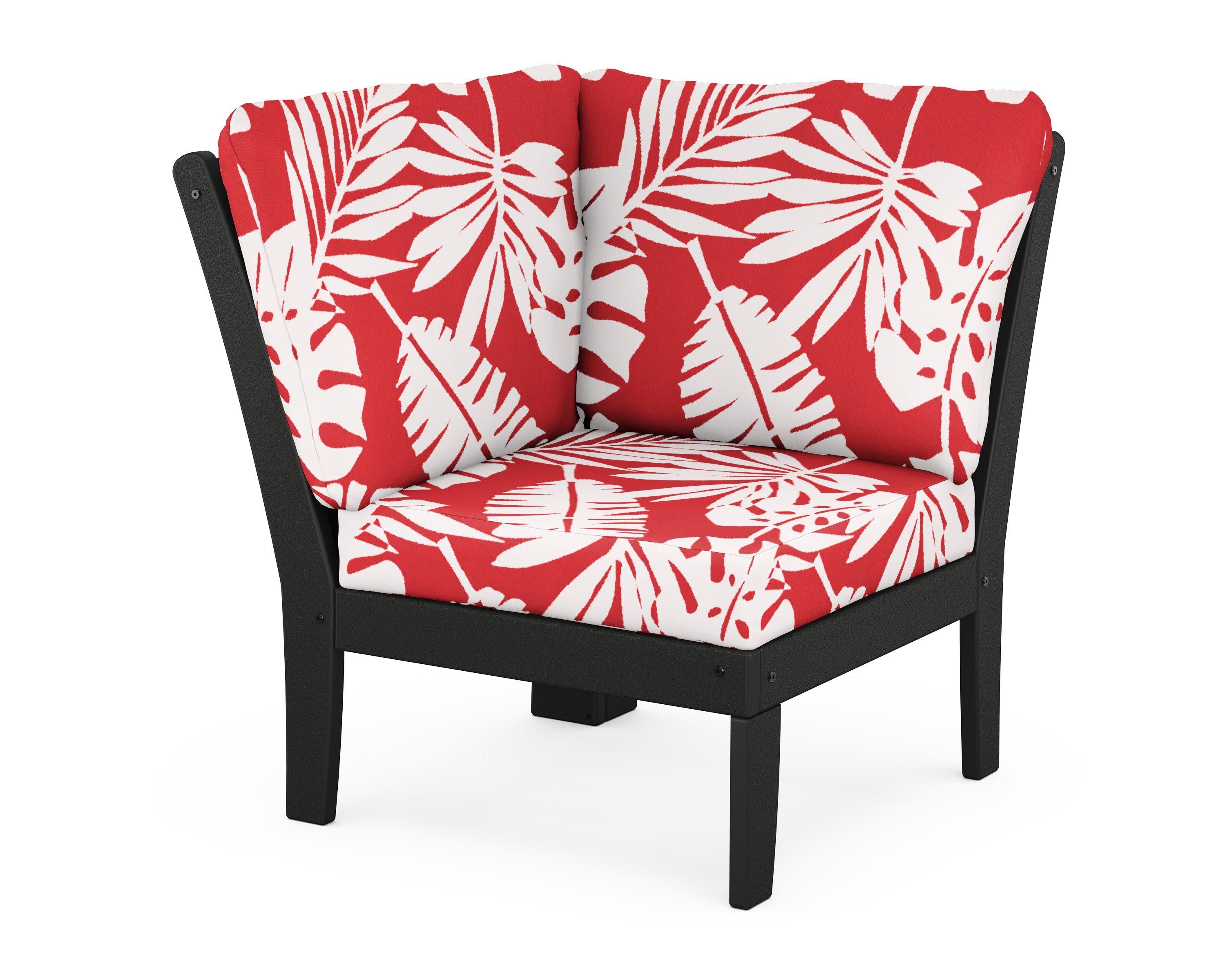 Braxton Modular Corner Chair in Black / Leaf Crimson