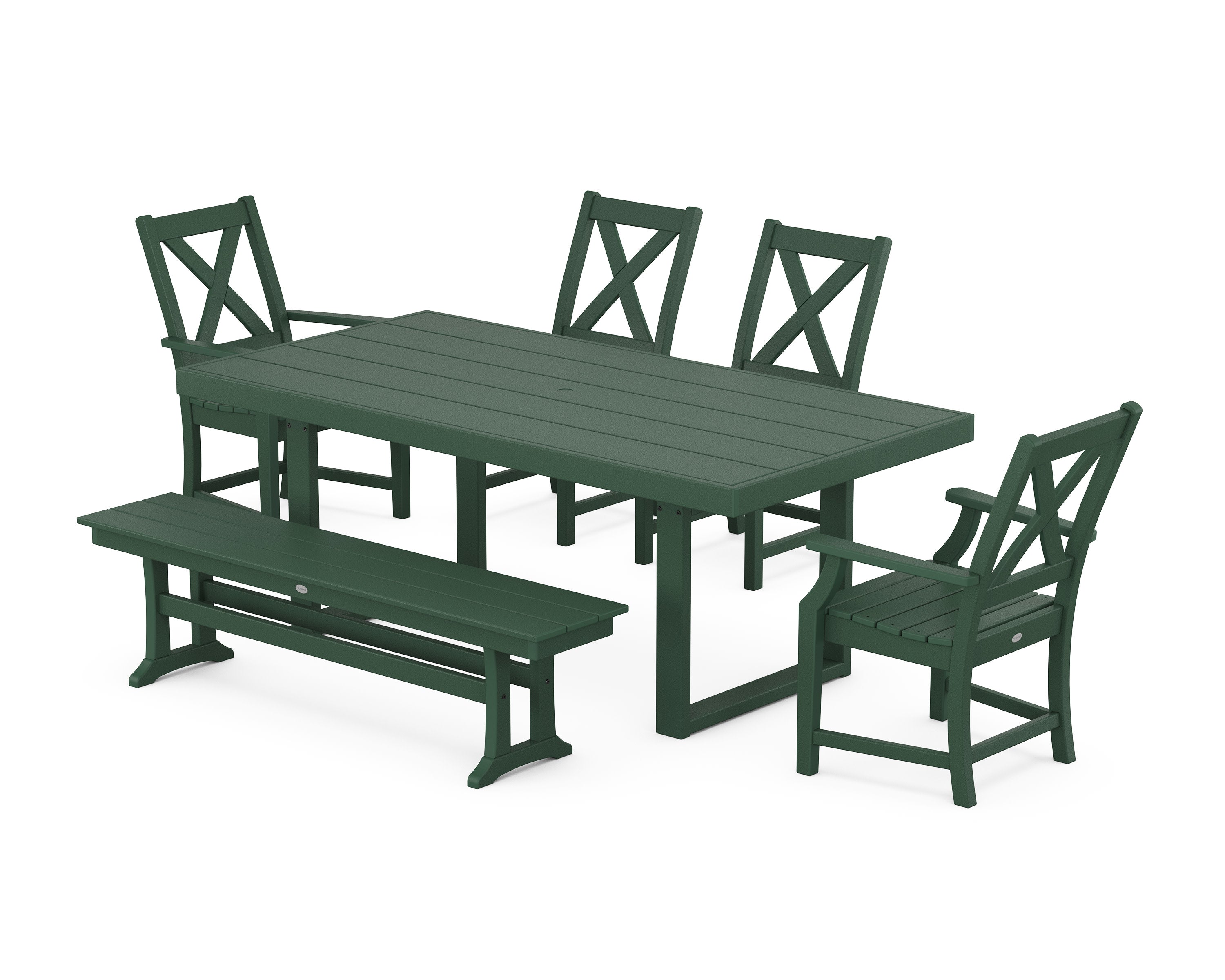 Braxton 6-Piece Dining Set with Bench in Green