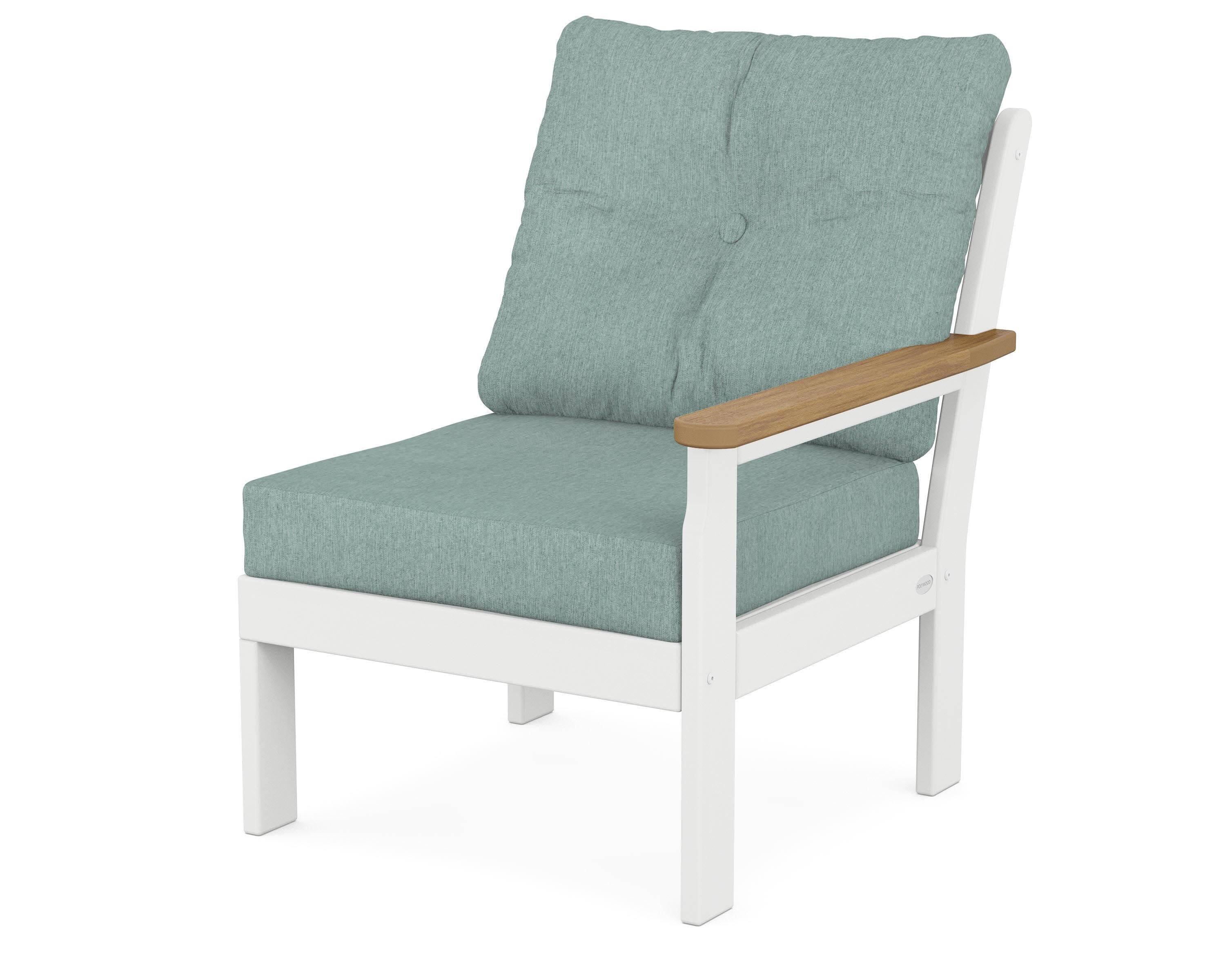 Vineyard Modular Right Arm Chair in White / Natural / Glacier Spa