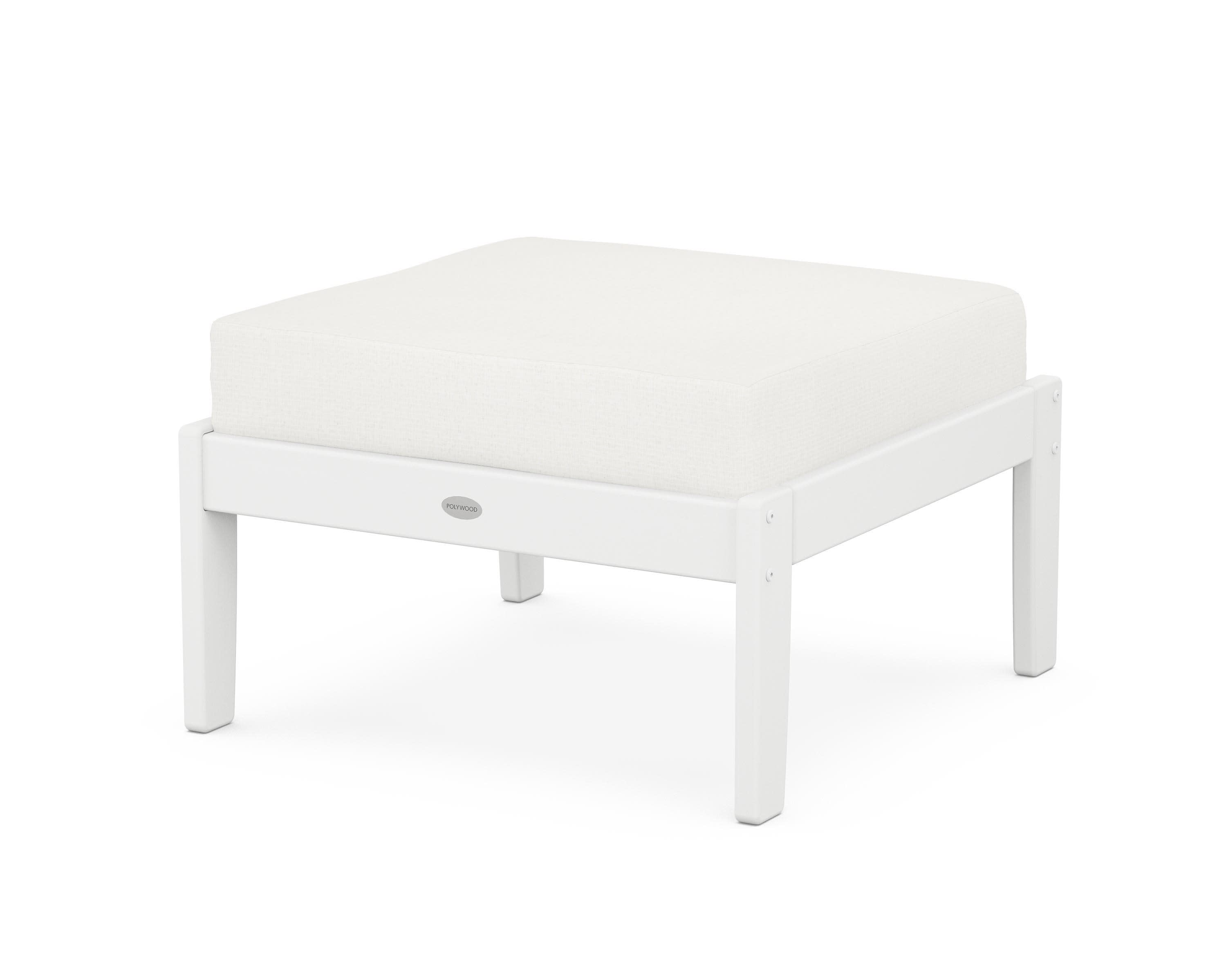 Braxton Deep Seating Ottoman in White / Natural Linen
