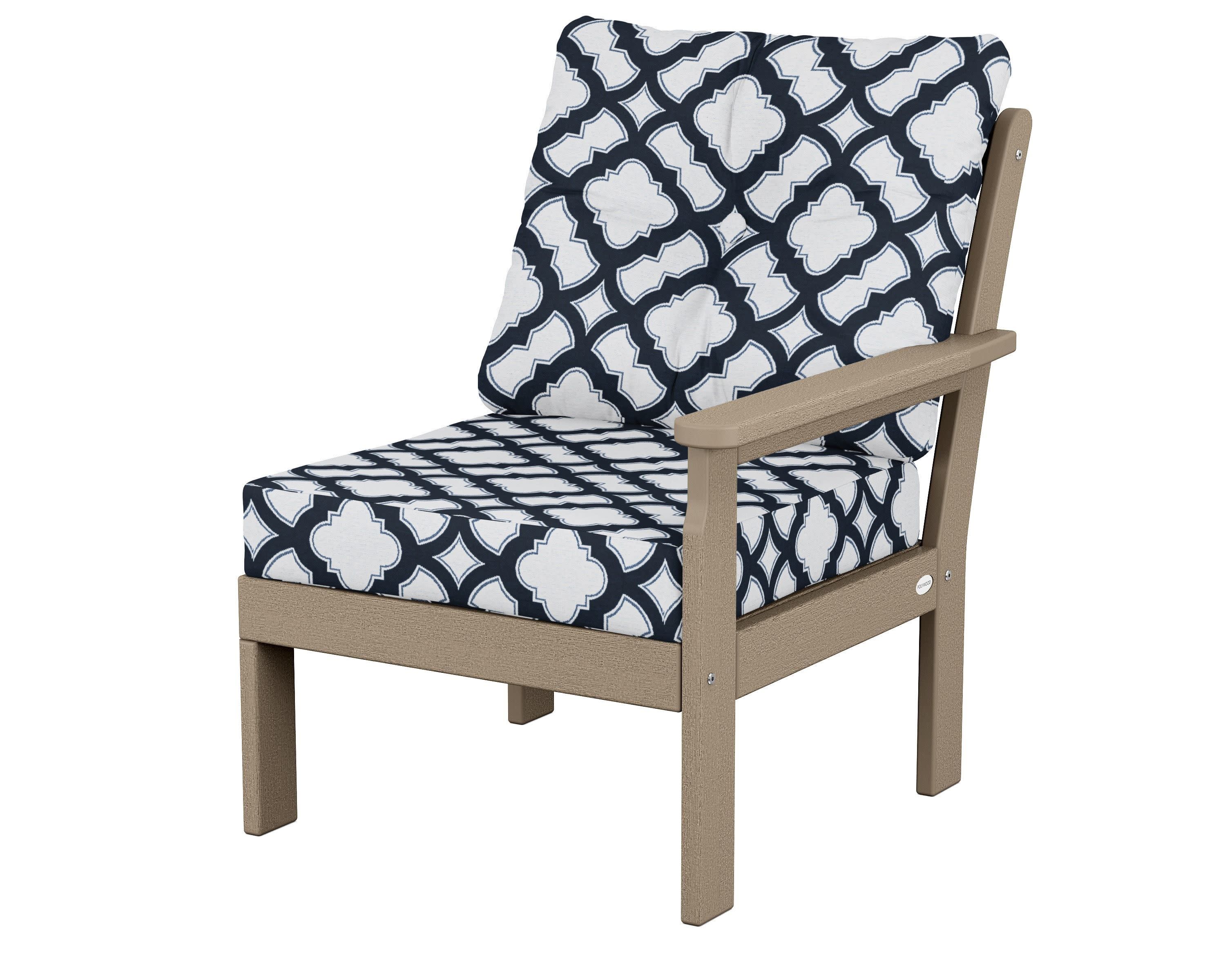 Vineyard Modular Right Arm Chair in Vintage Sahara / Trellis Marine Indigo