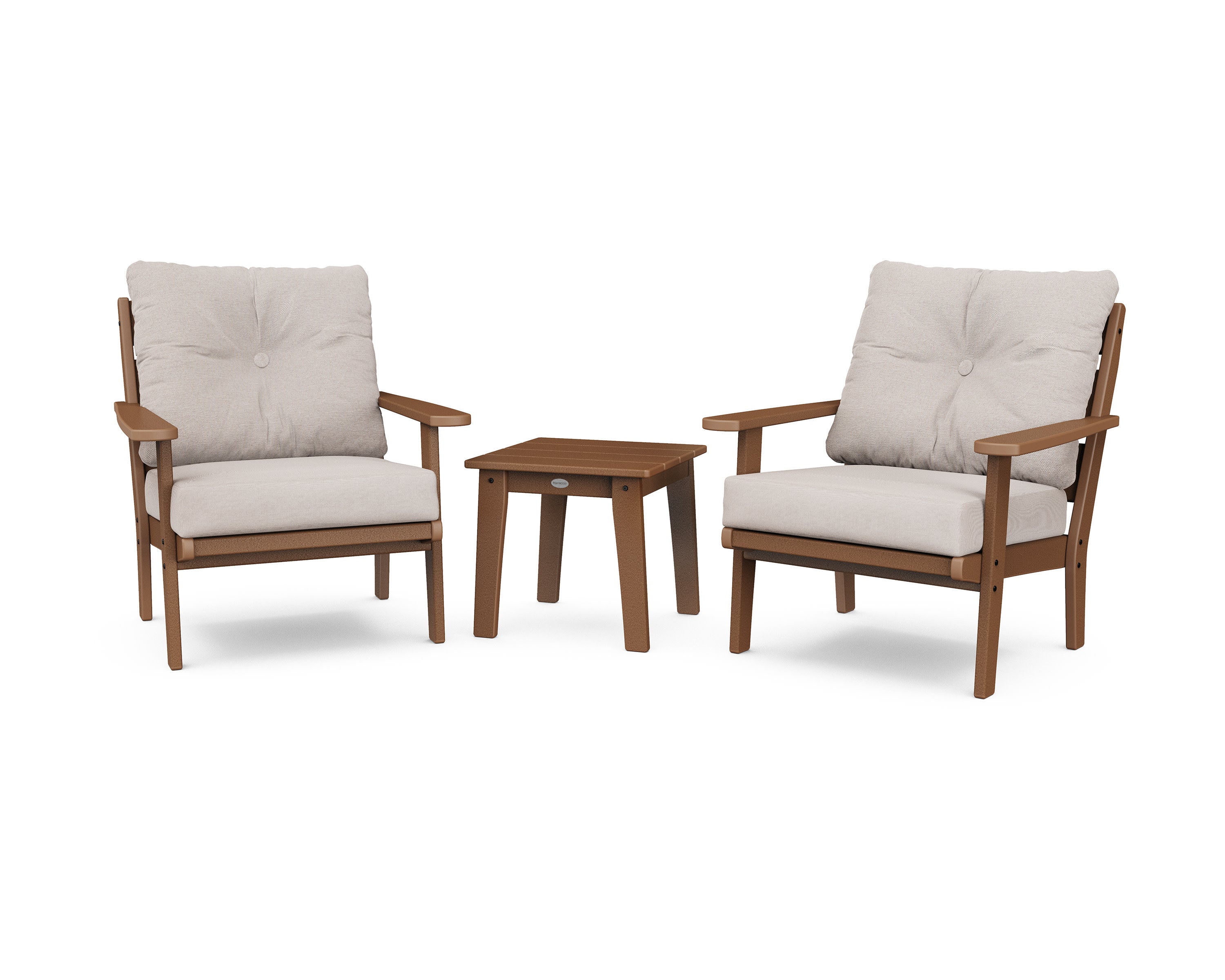 Lakeside 3-Piece Deep Seating Chair Set in Teak / Dune Burlap
