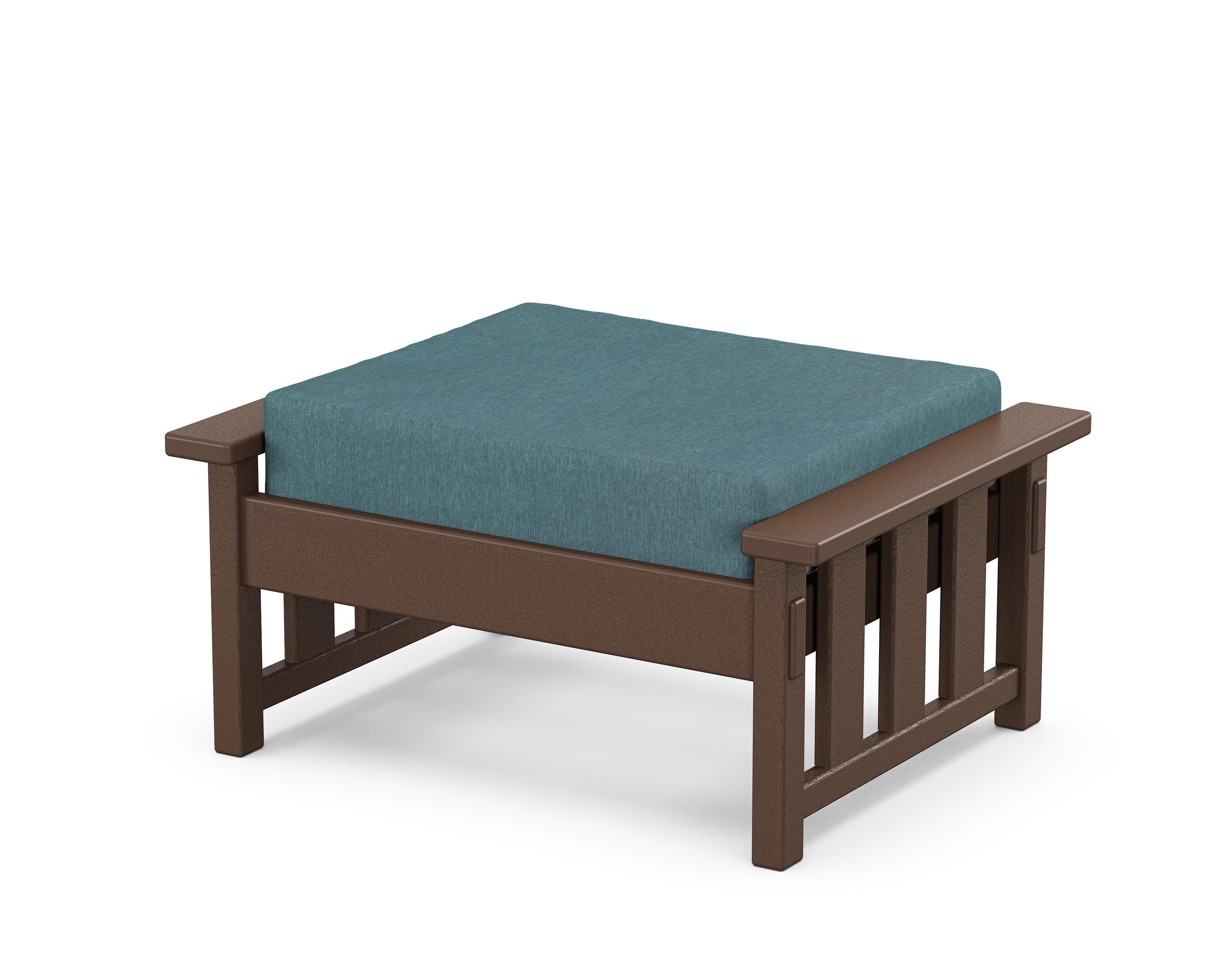 Acadia Deep Seating Ottoman in Mahogany / Ocean Teal