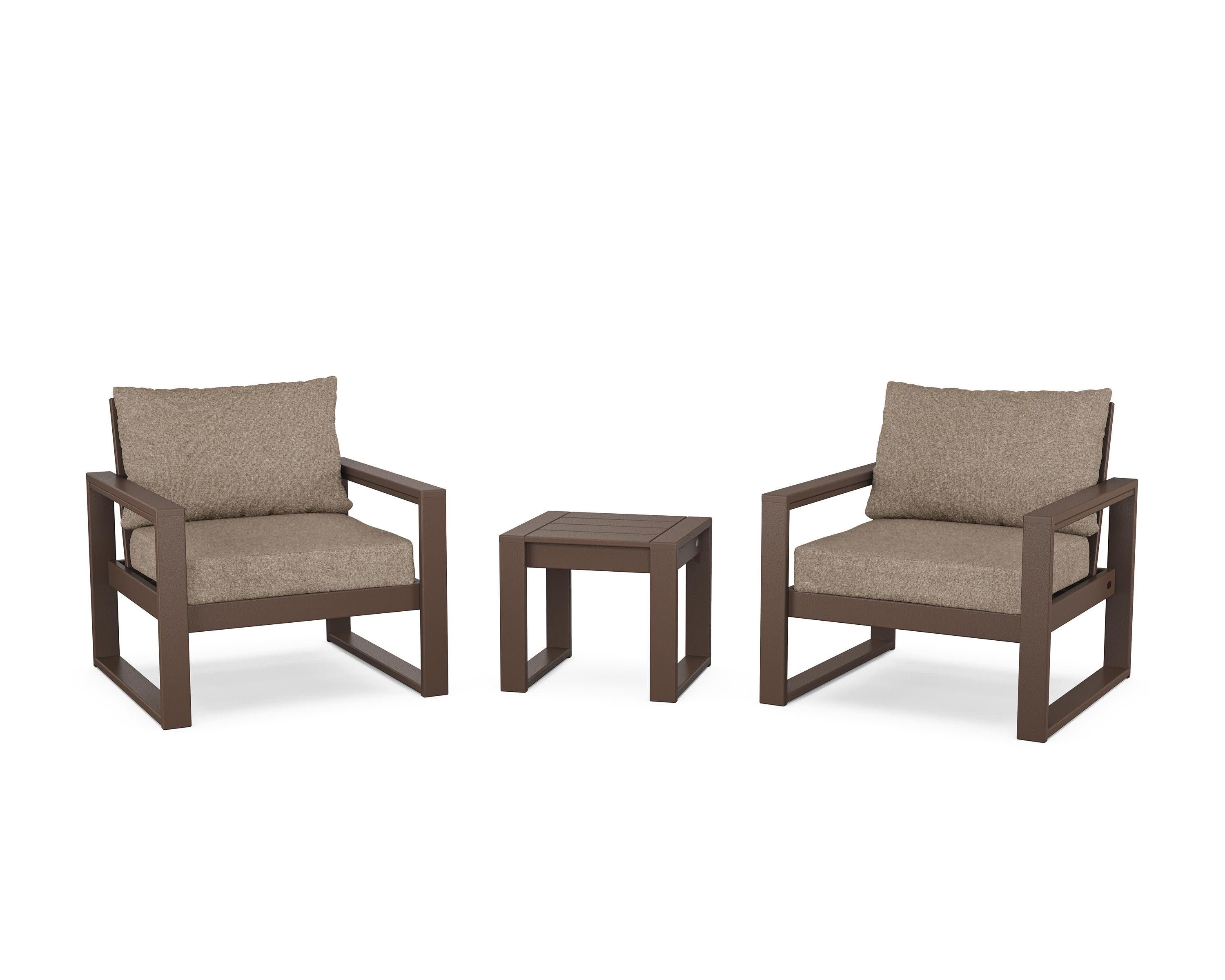 EDGE Sectional 3-Piece Deep Seating Set in Mahogany / Spiced Burlap