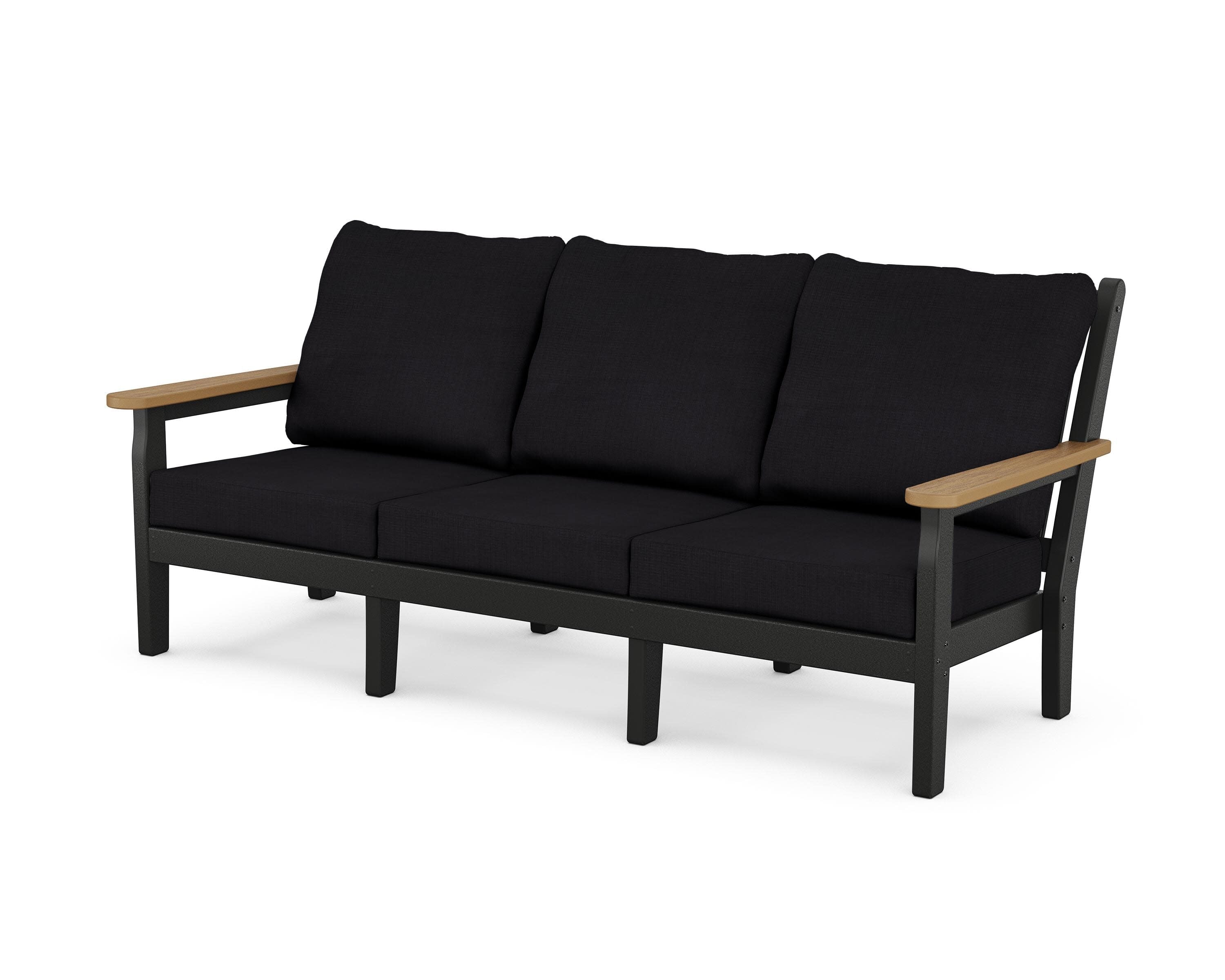 Chippendale Deep Seating Sofa in Black / Natural / Midnight Linen