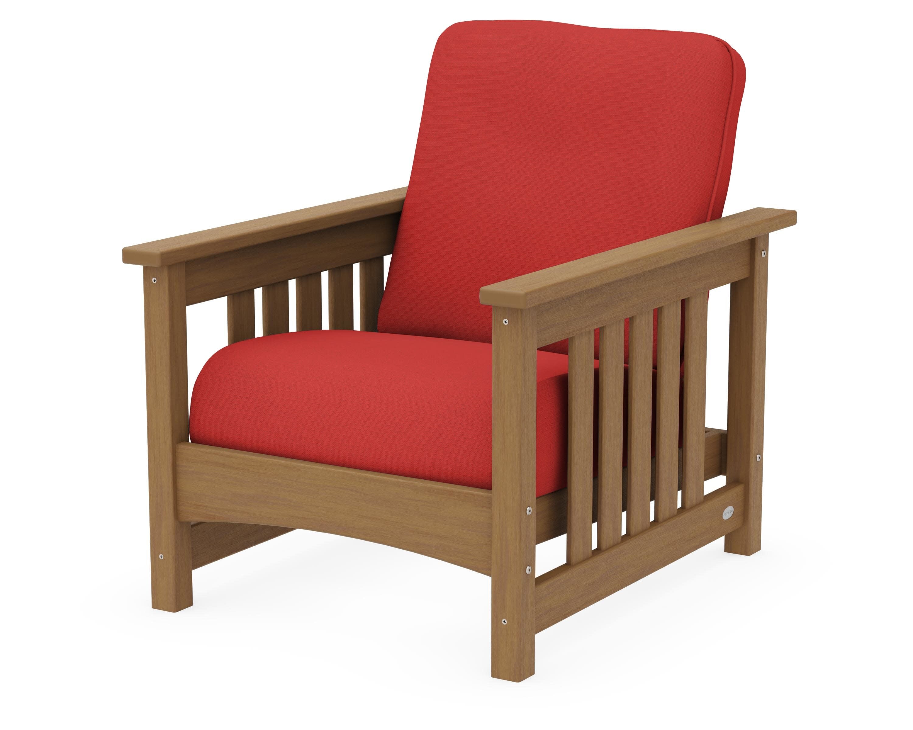 Club Mission Chair in Natural / Crimson Linen