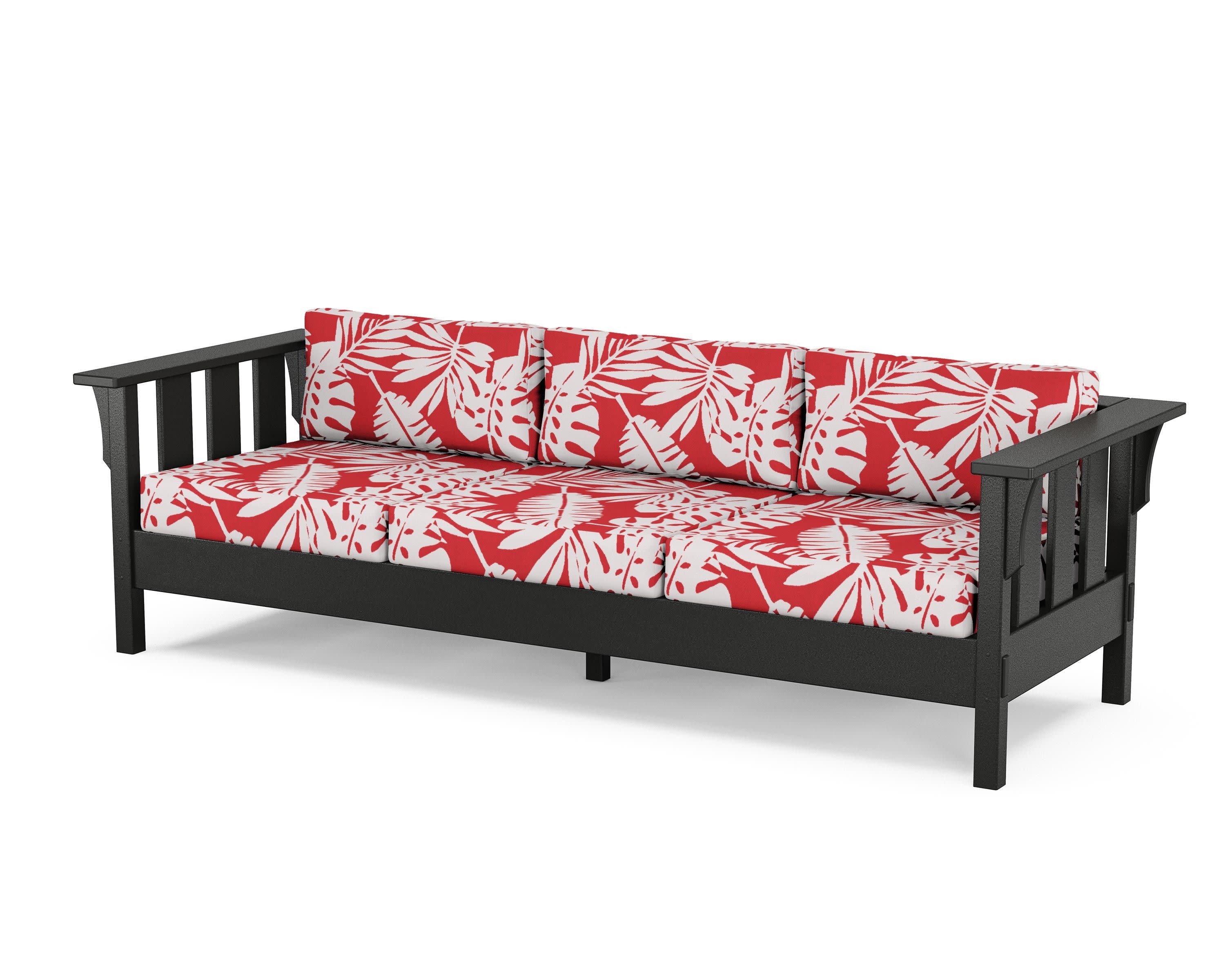 Acadia Deep Seating Sofa in Black / Leaf Crimson