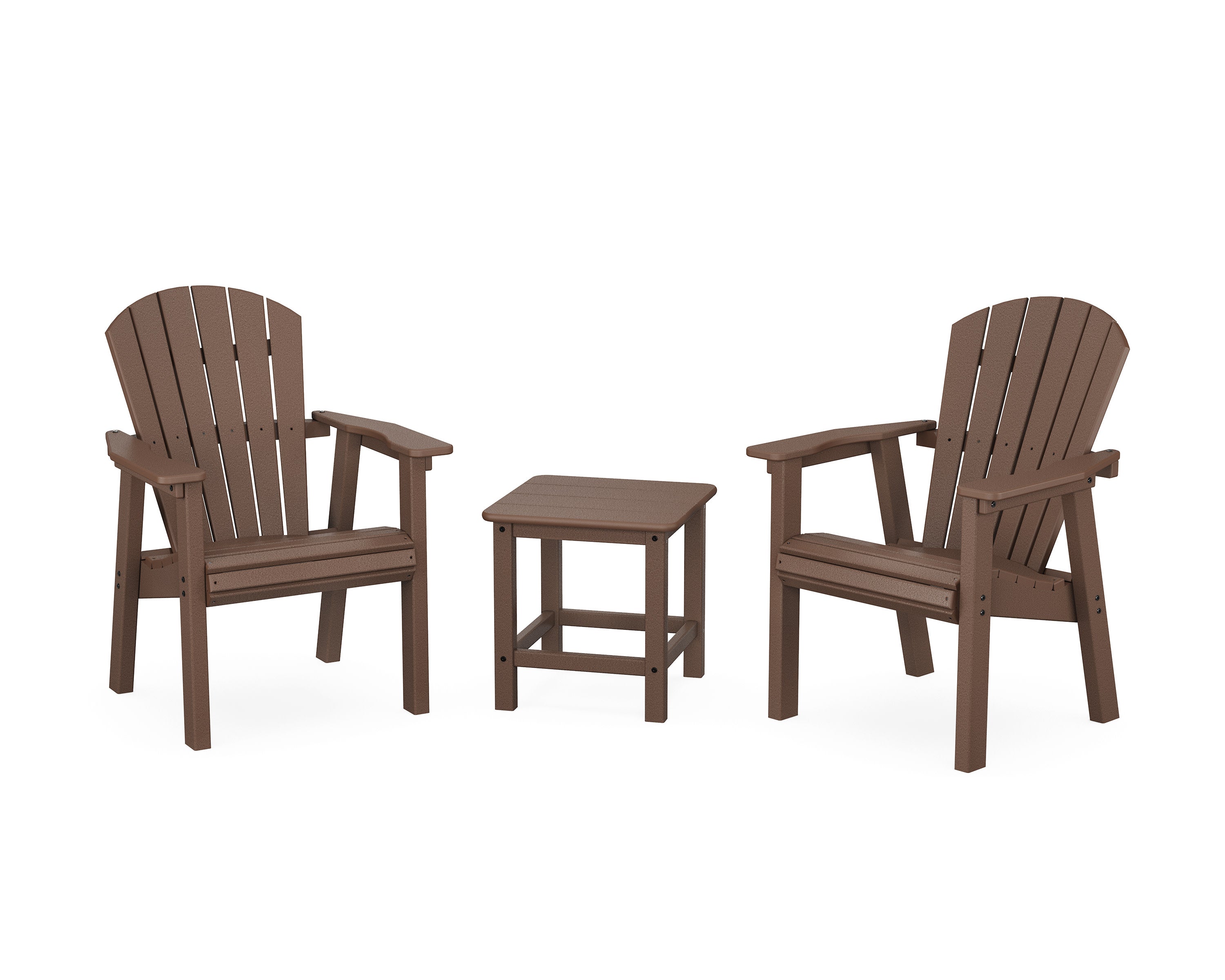 Seashell 3-Piece Upright Adirondack Chair Set in Mahogany