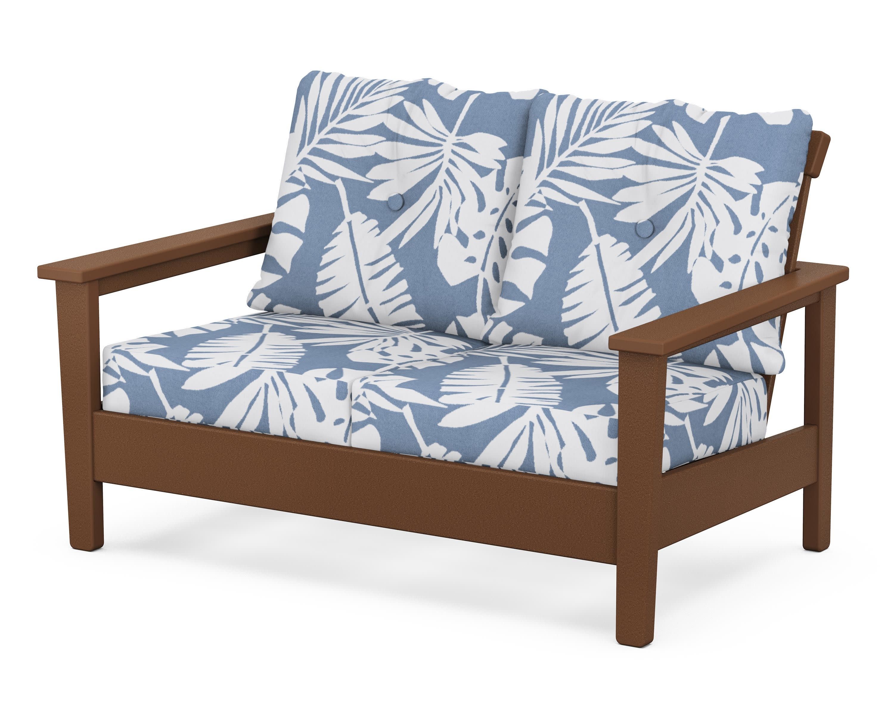 Prescott Deep Seating Loveseat in Teak / Leaf Sky Blue