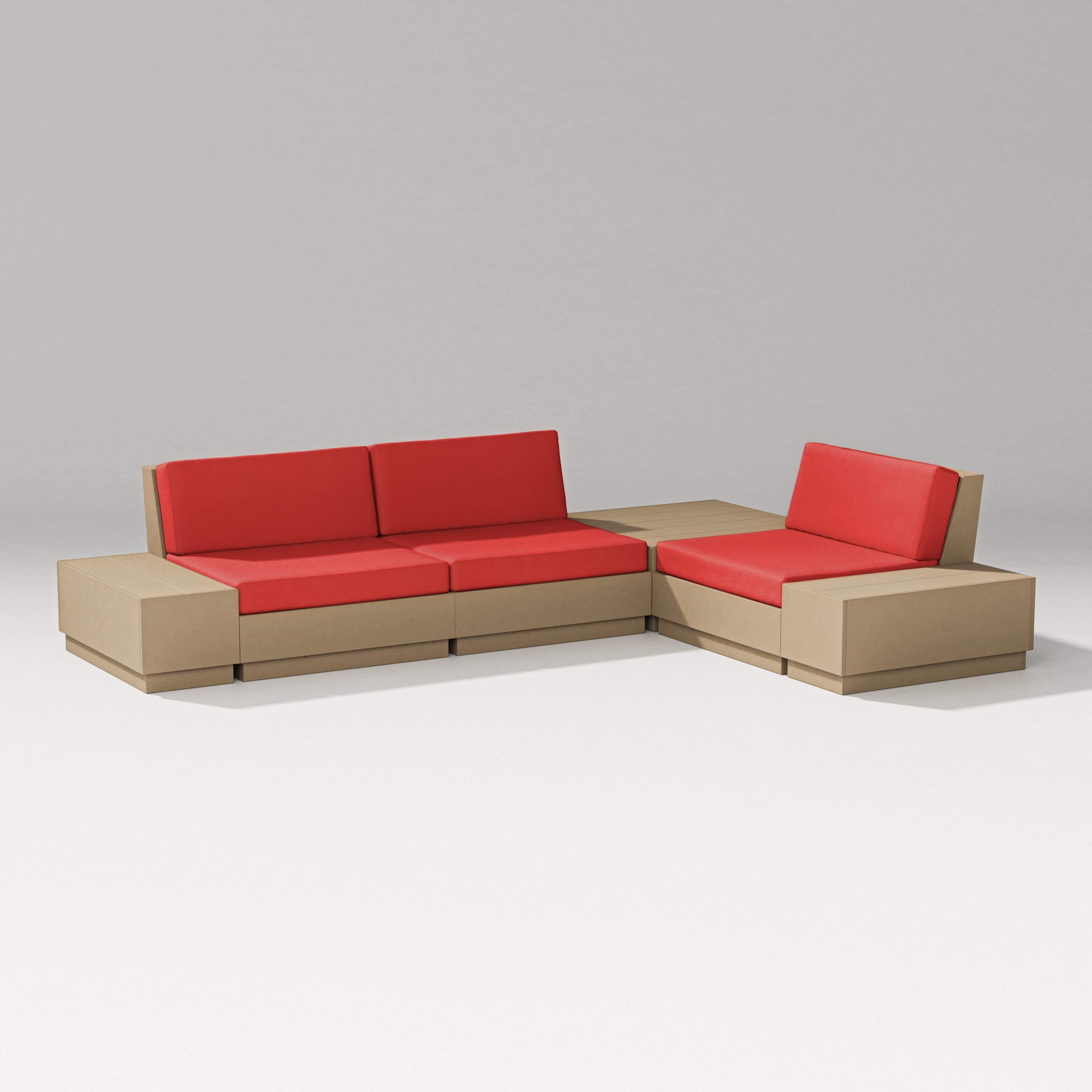 Elevate 6-Piece Corner Sectional in Vintage Sahara / Crimson Linen