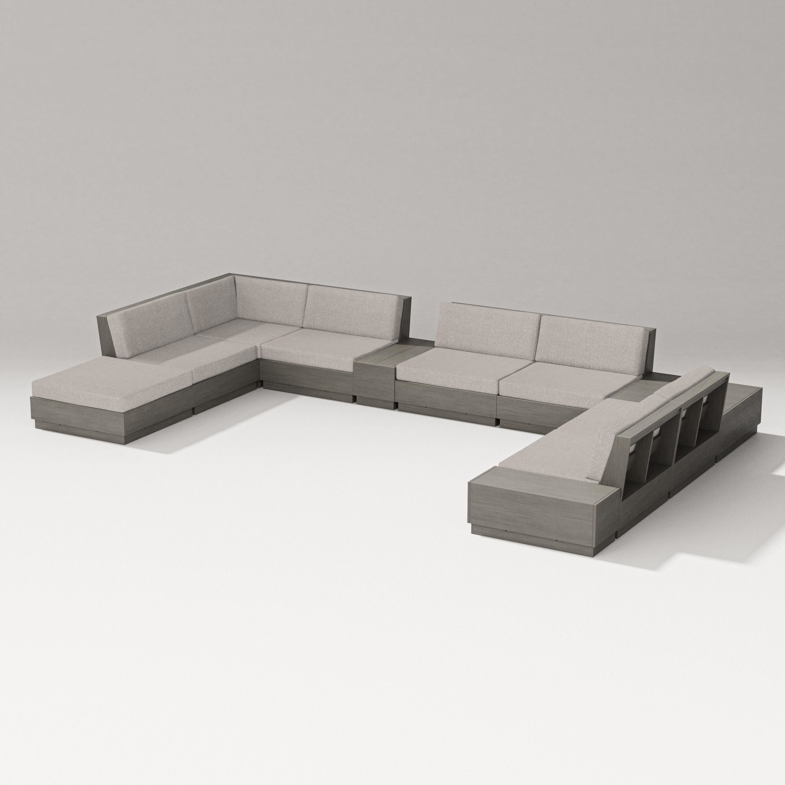 Elevate 11-Piece Conversation Sectional Set in Driftwood / Weathered Tweed