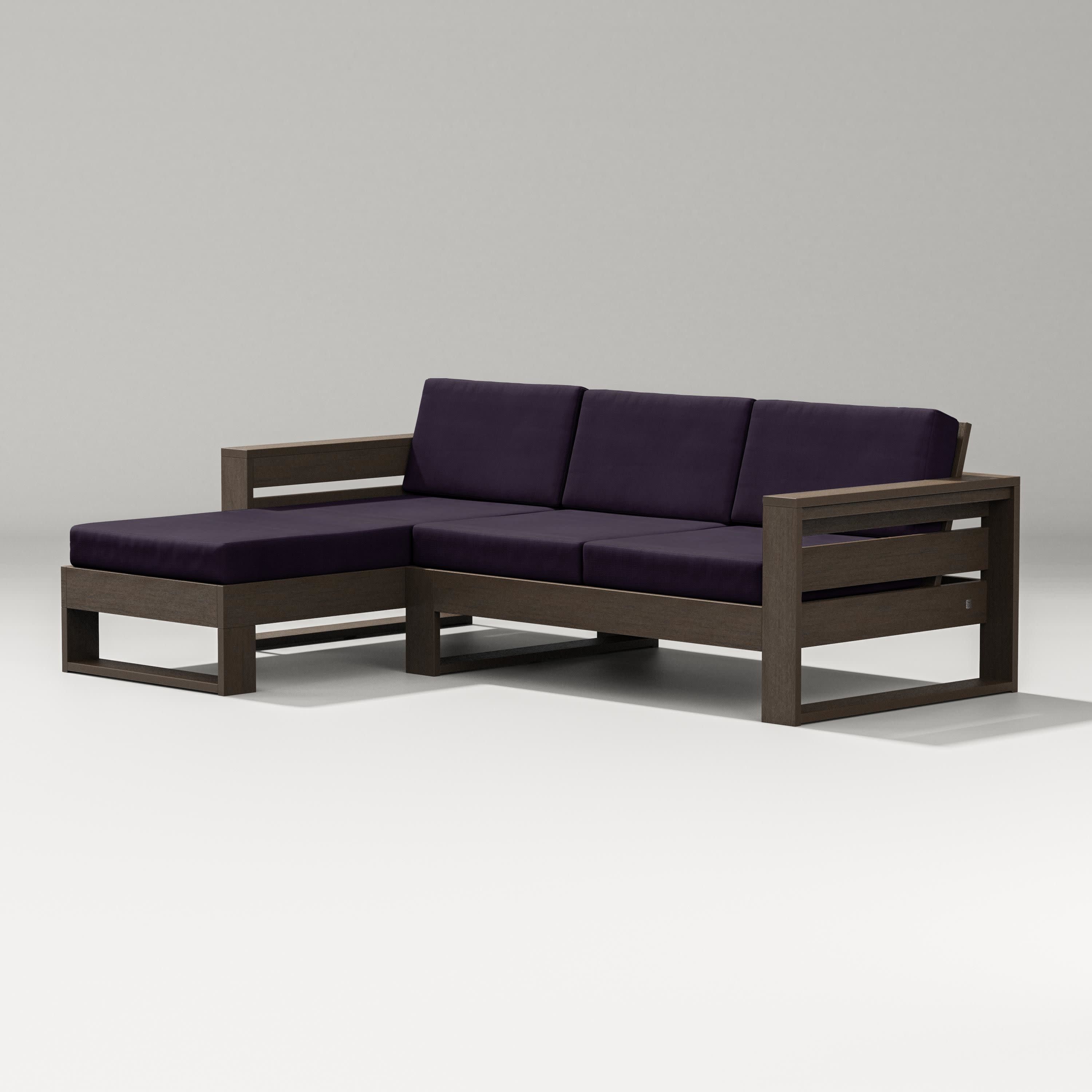 Latitude Left Chaise Sectional in Kona / Navy Linen
