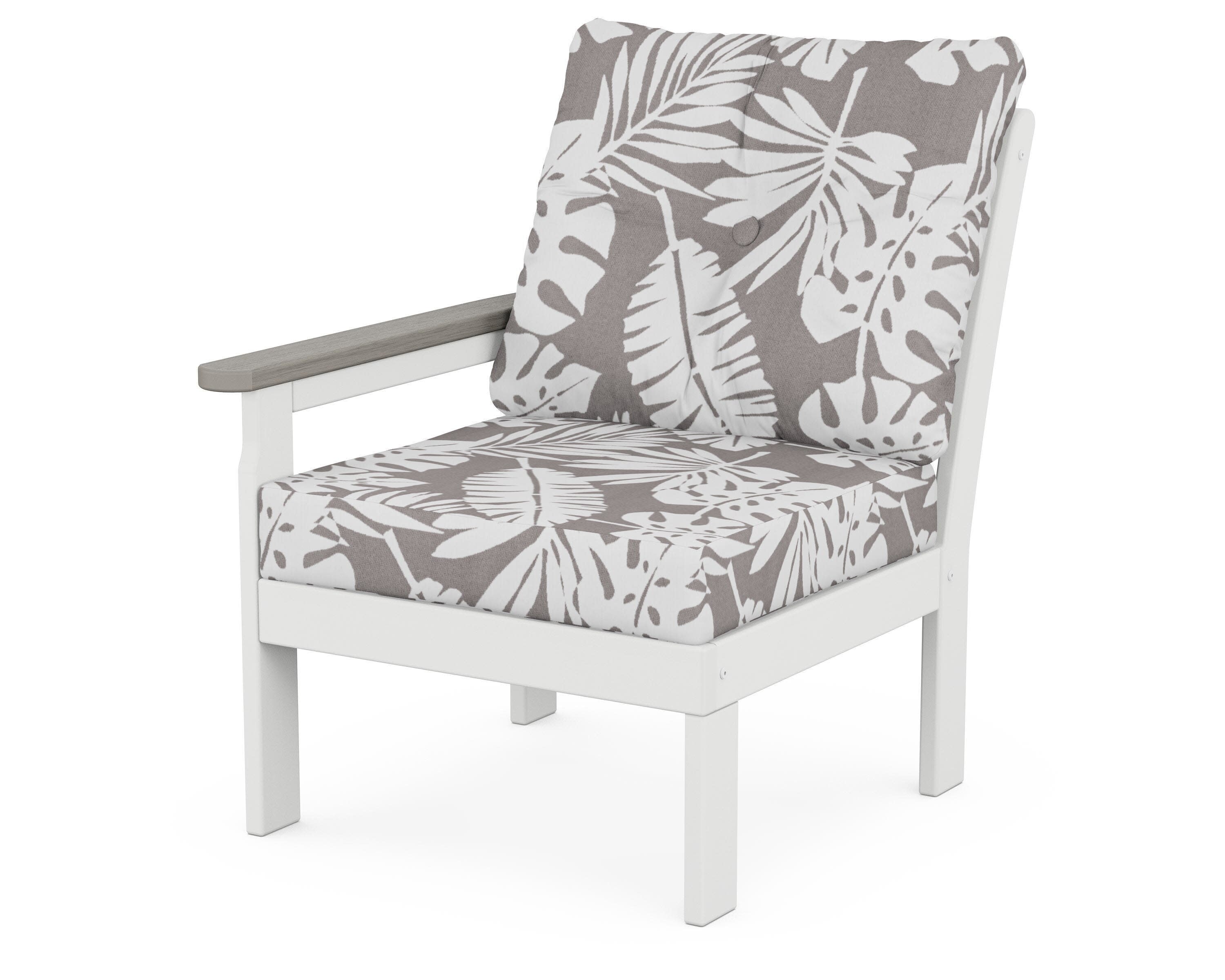Vineyard Modular Left Arm Chair in White / Driftwood / Leaf Grey Mist