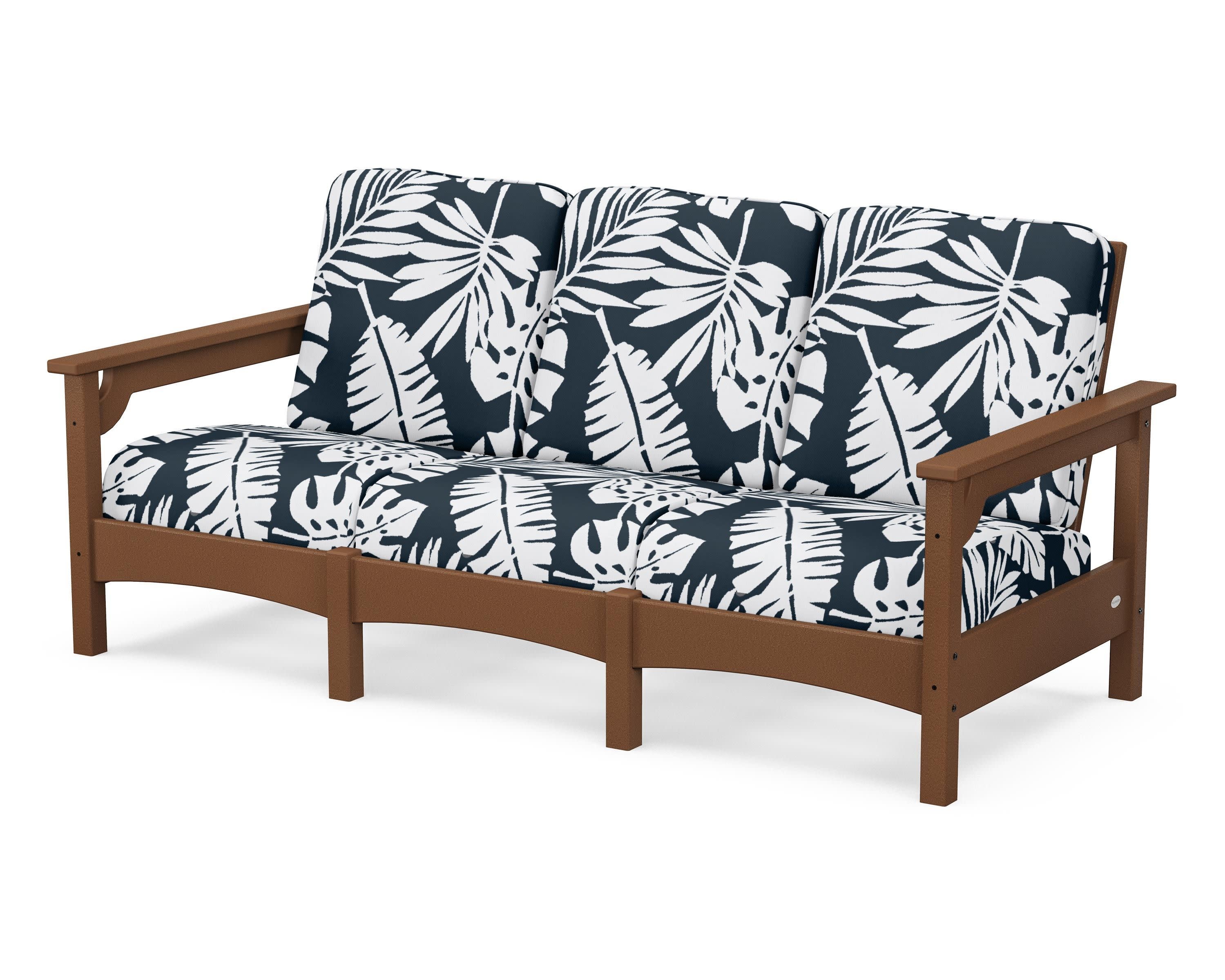 Club Sofa in Teak / Leaf Marine Indigo