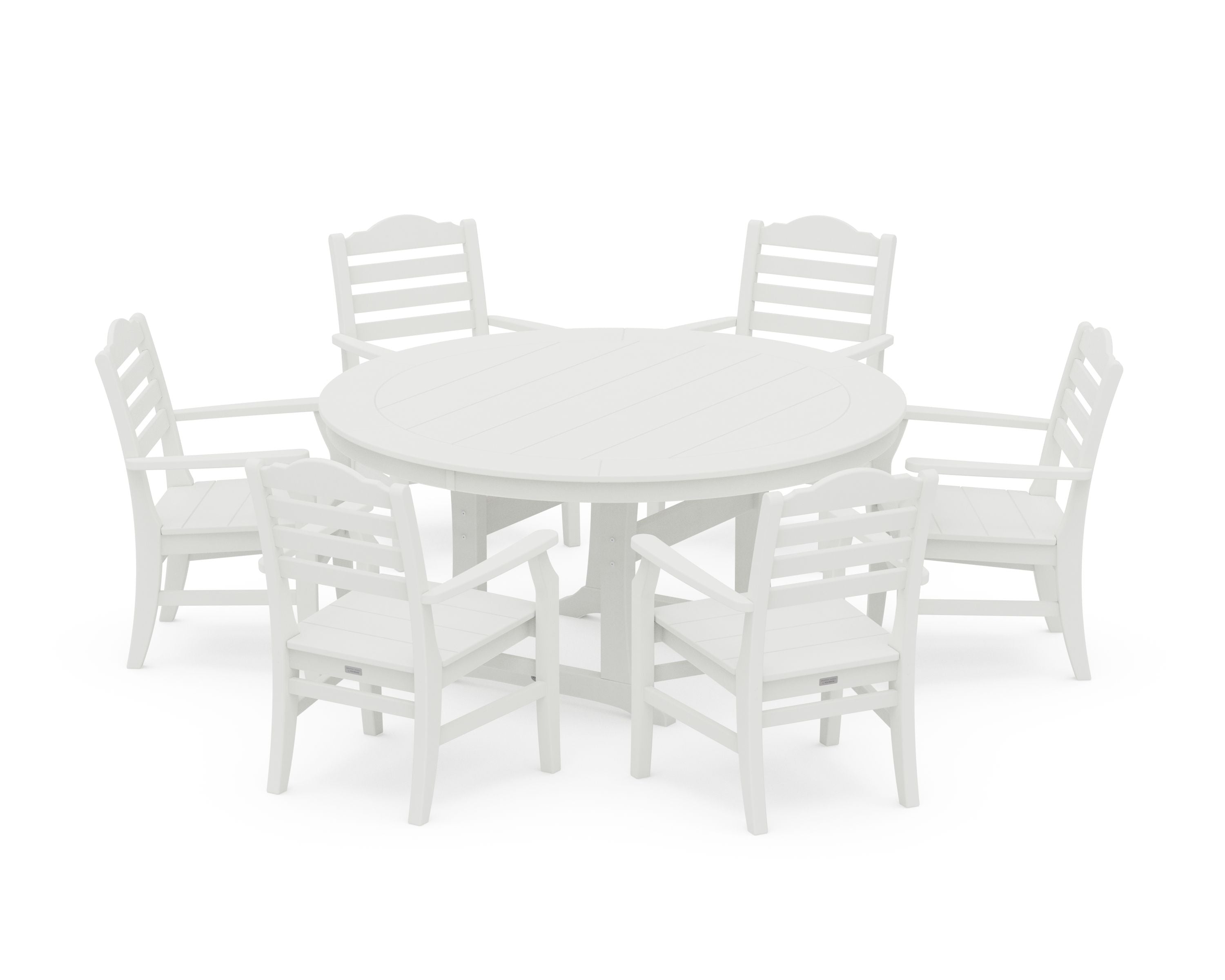 Savannah 7-Piece Arm Chair Round Dining Set in Vintage White