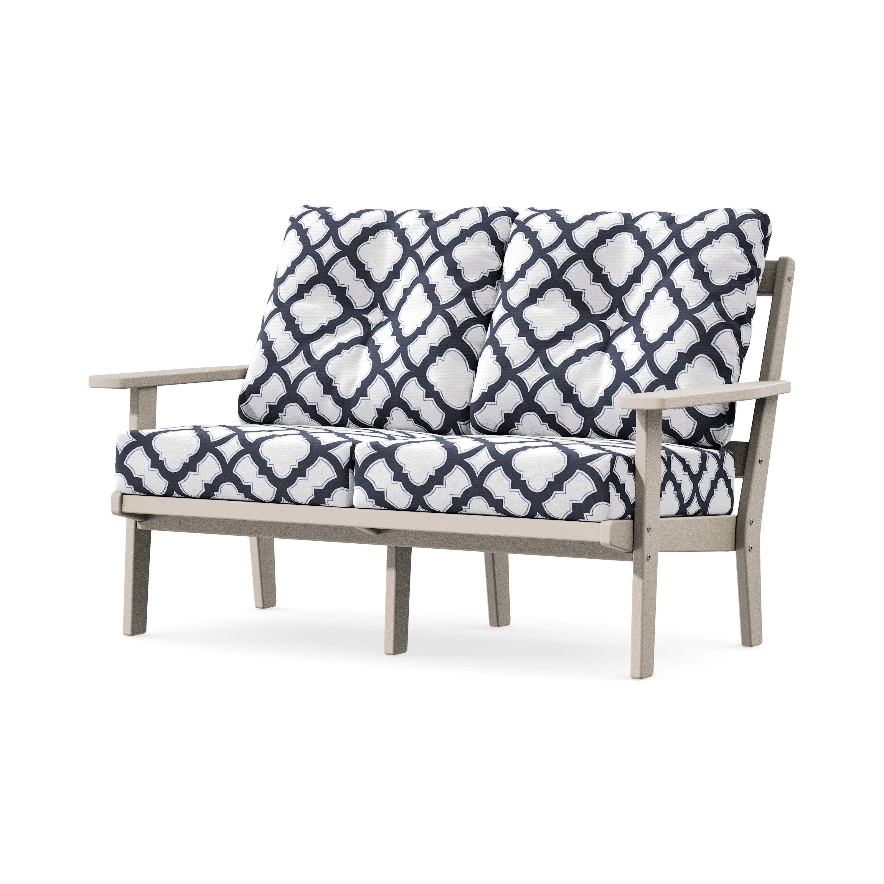 Oxford Deep SeatingLoveseat in Sand / Trellis Navy