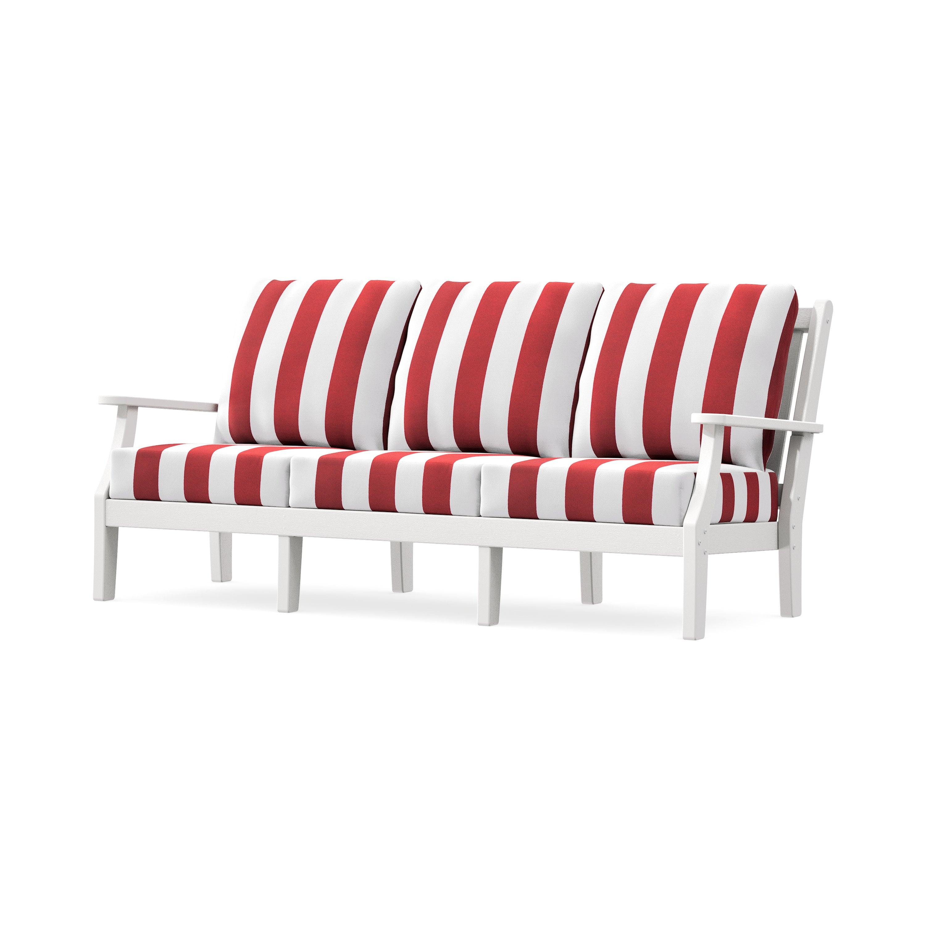 Wovendale Deep Seating Sofa in Vintage White / Cabana Stripe Crimson