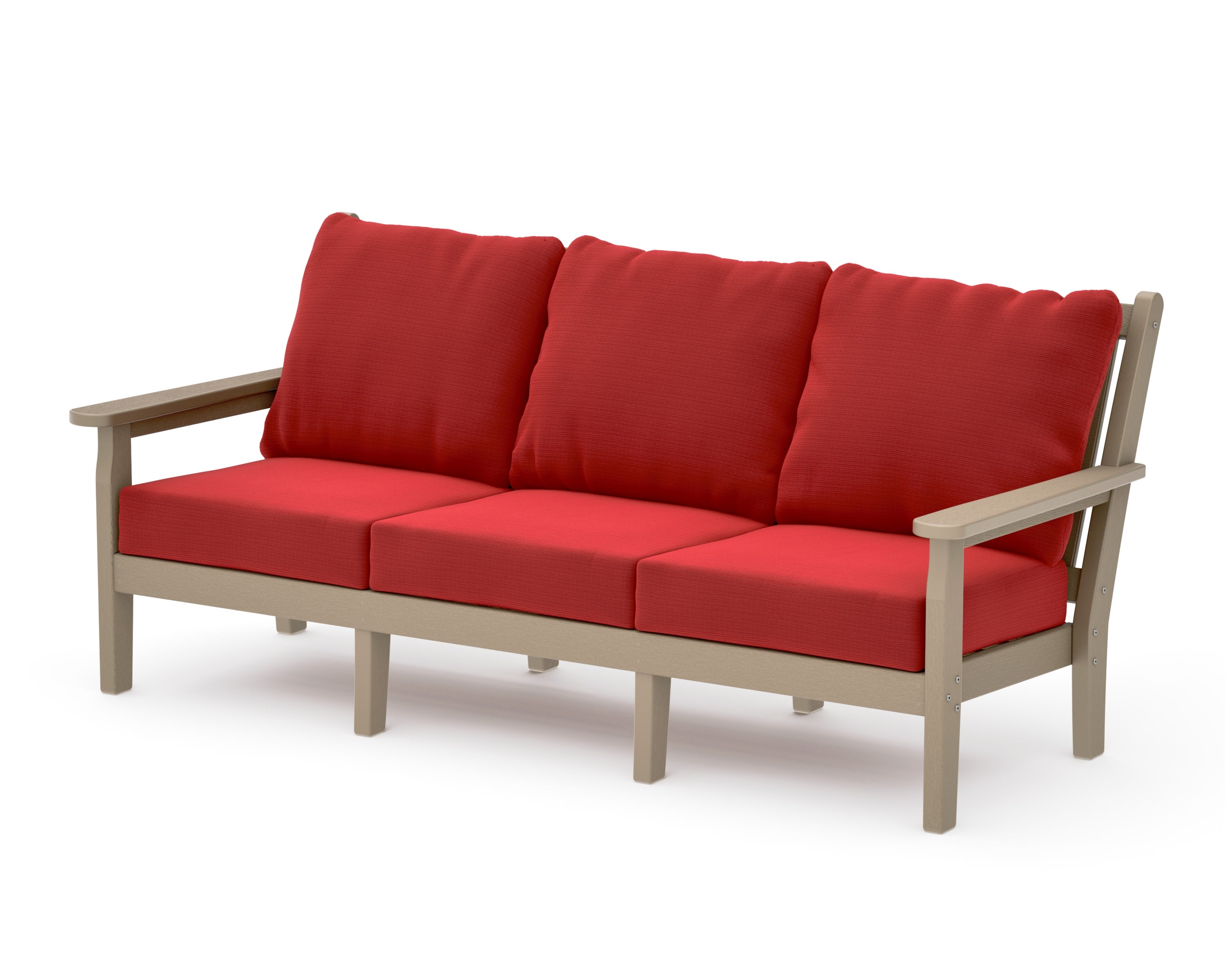Chippendale Deep Seating Sofa in Vintage Sahara / Crimson Linen
