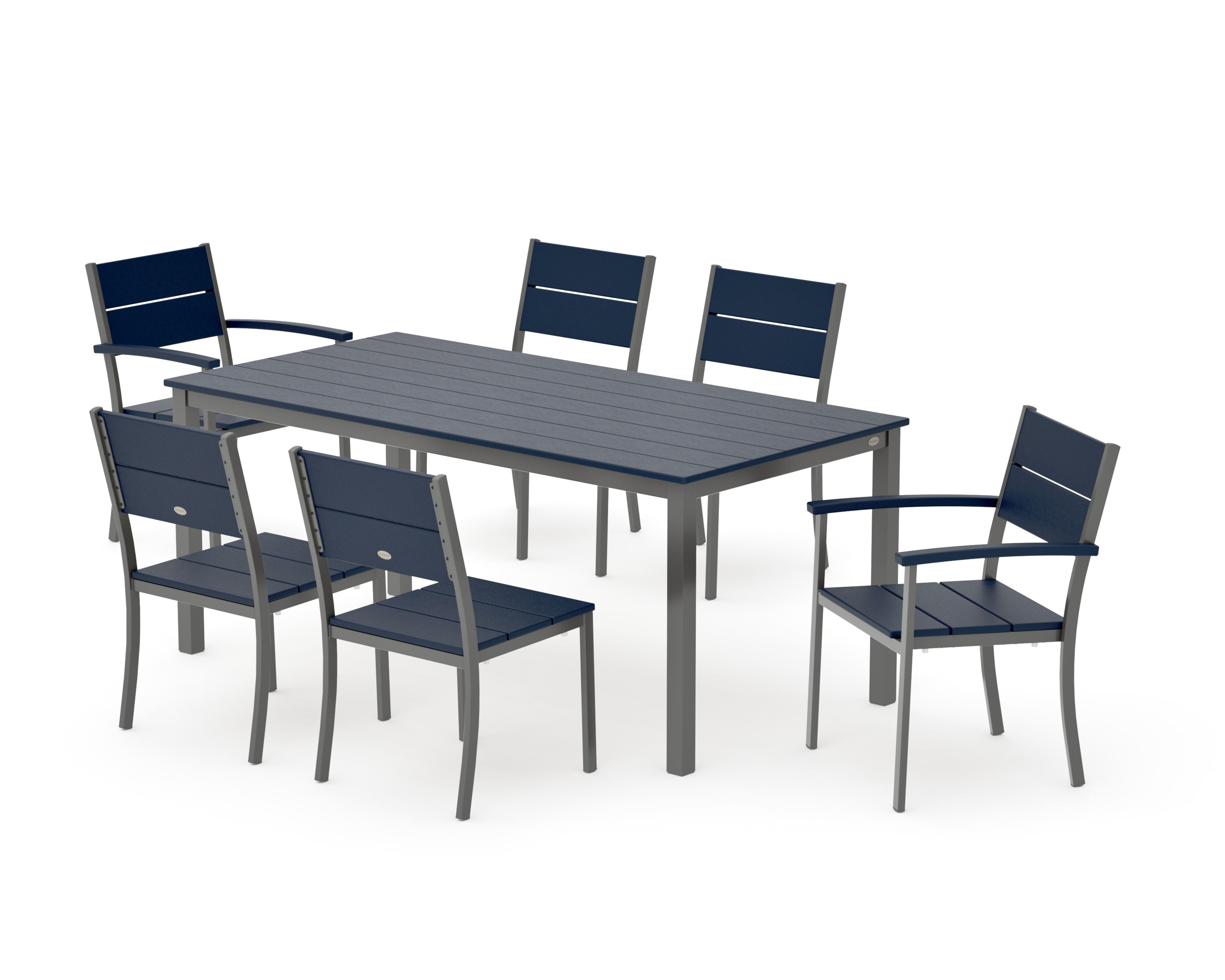Main Street 7-Piece Dining Set in Charcoal / Navy