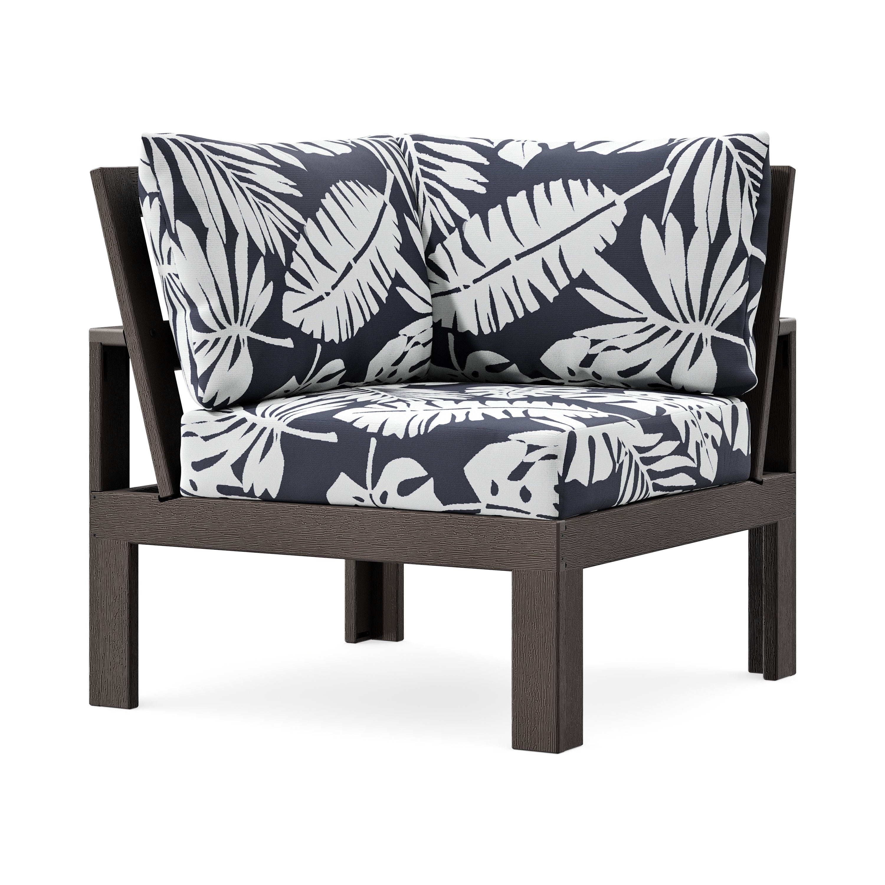 Modular Corner Chair in Vintage Coffee / Leaf Navy