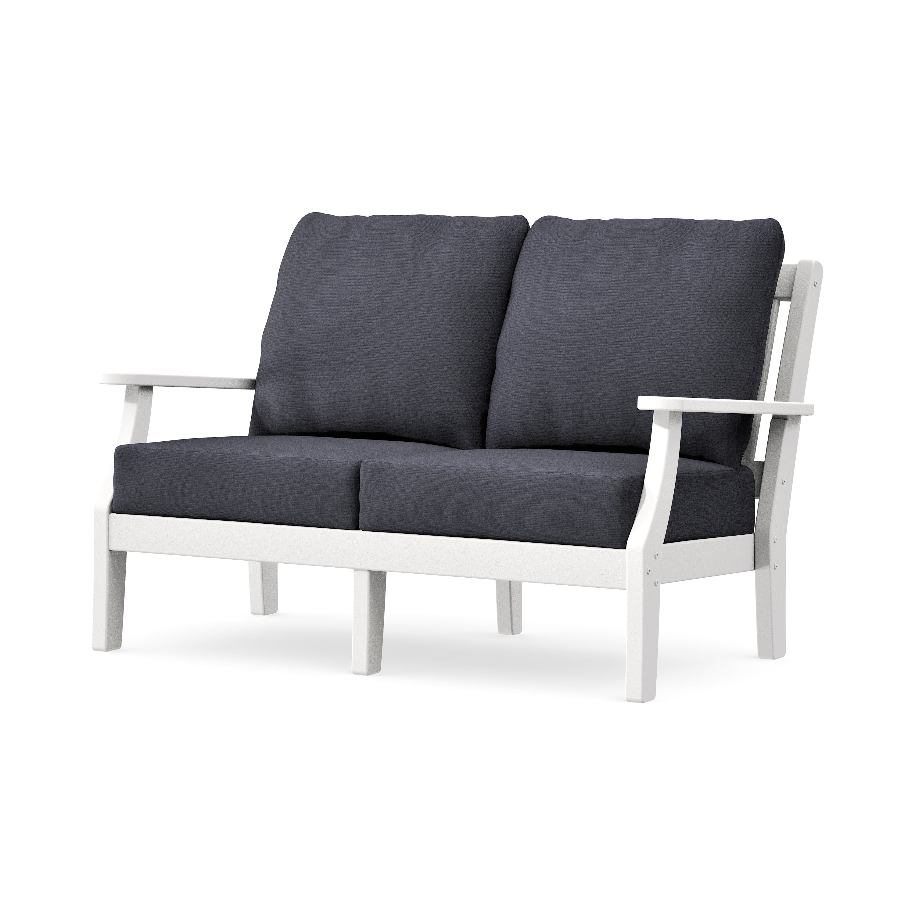 Chinoiserie Deep Seating Loveseat in White / Midnight Linen