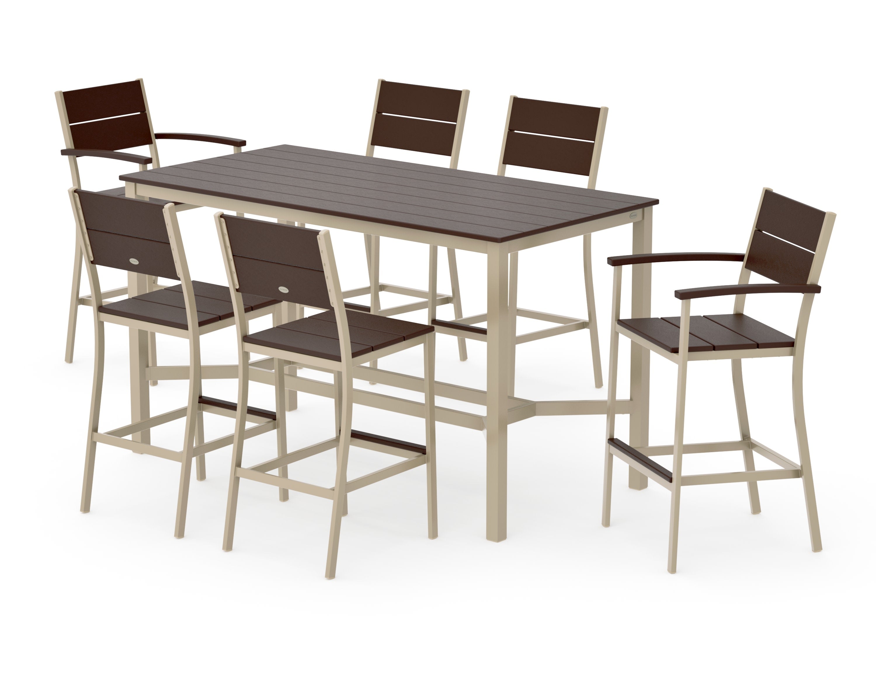 Main Street 7-Piece Bar Set in Sand / Mahogany