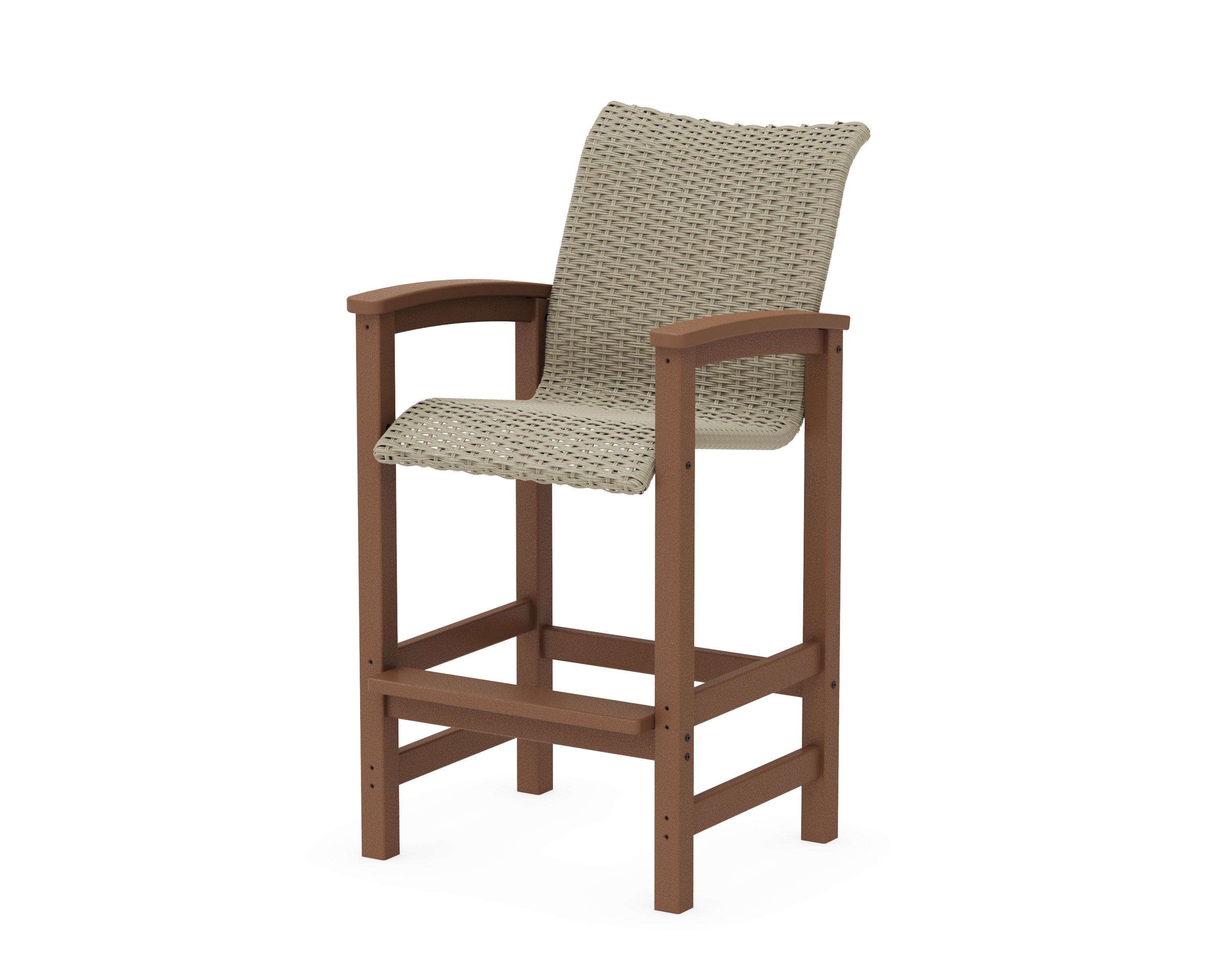 Coastal Woven Bar Chair in Teak / Dune Grass