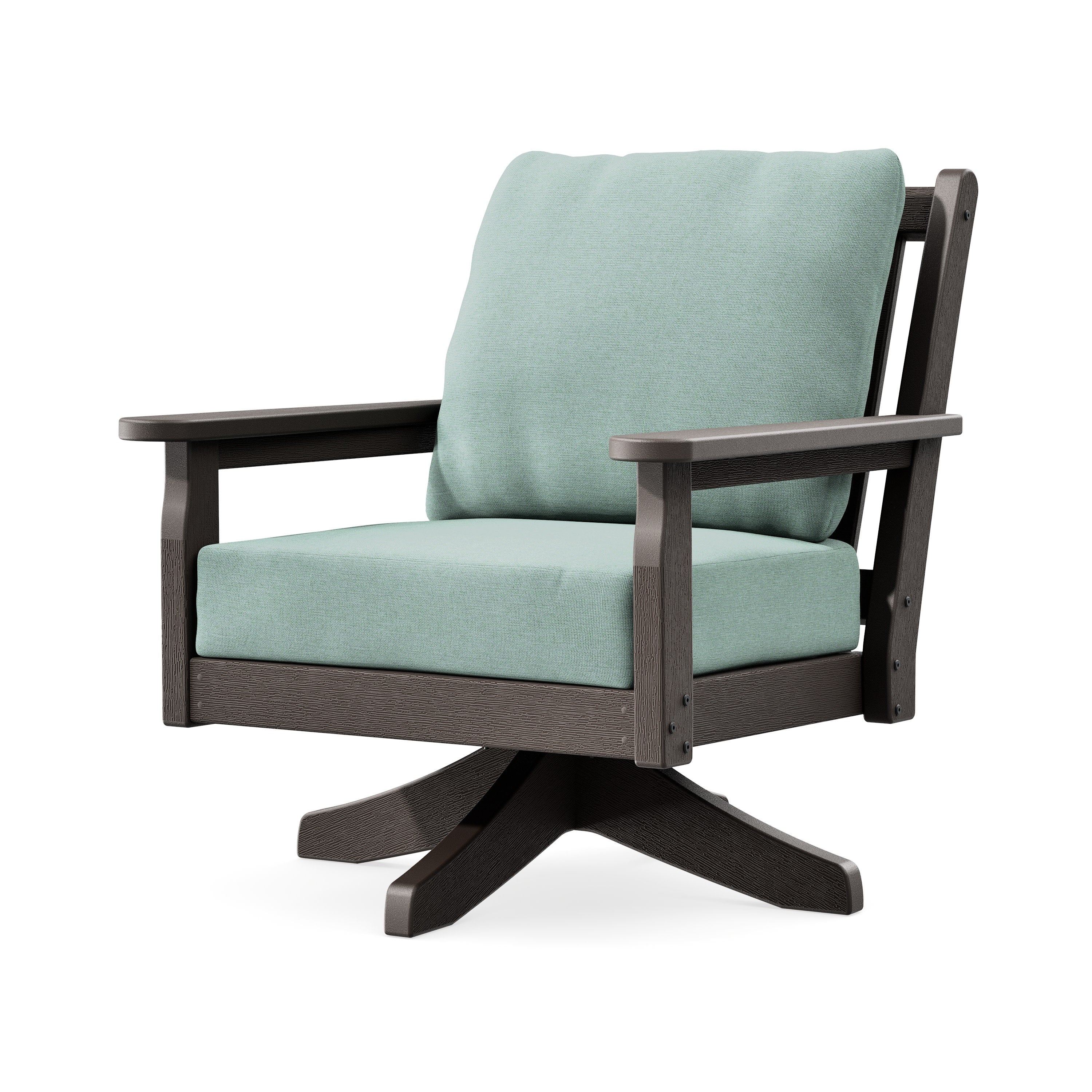 Chippendale Deep Seating Swivel Chair in Vintage Coffee / Glacier Spa