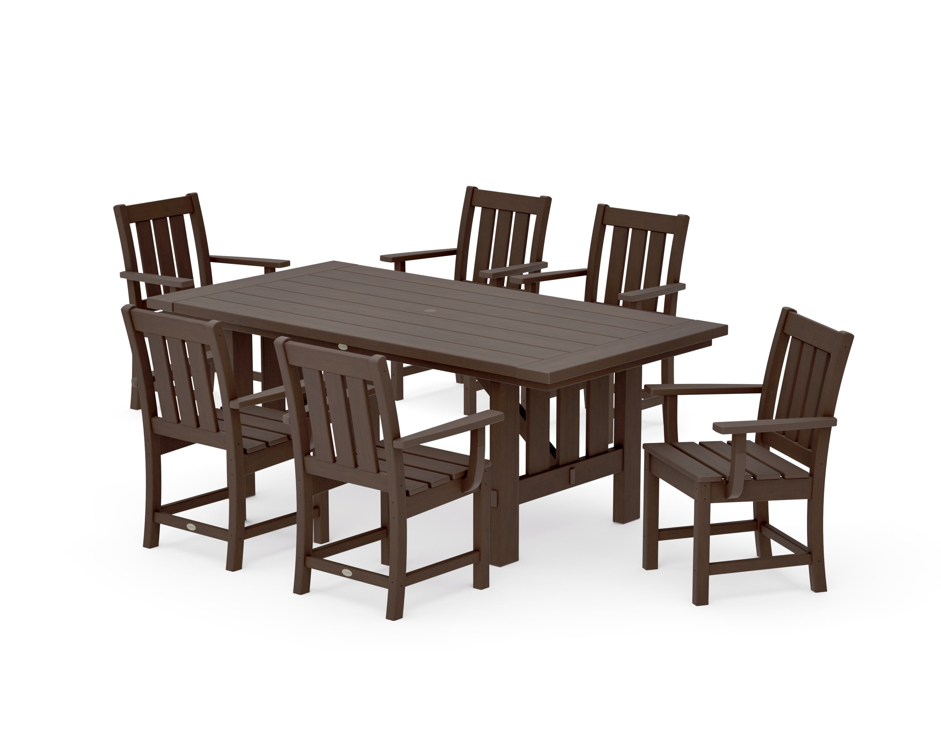 Oxford Arm Chair 7-Piece Mission Dining Set in Kona