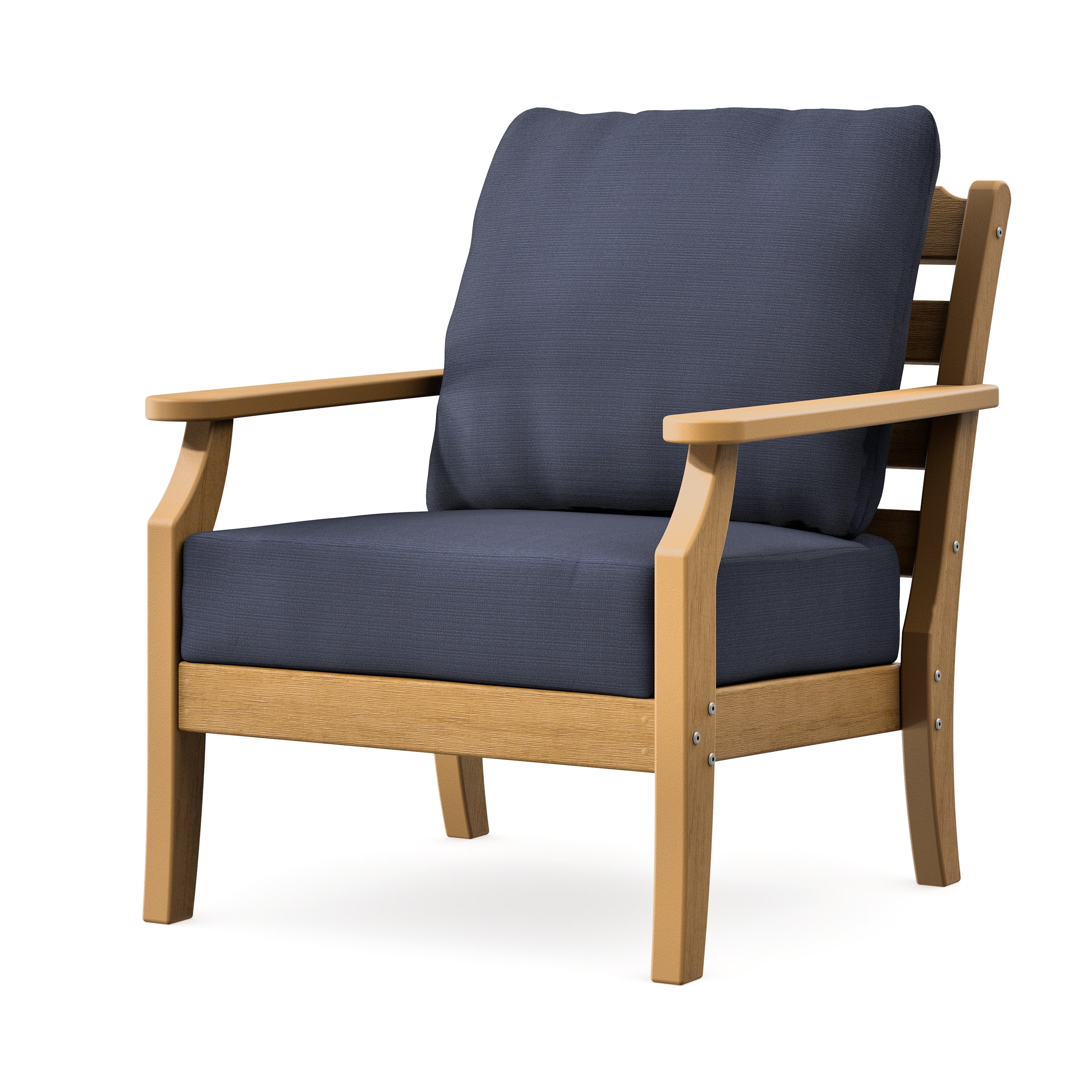 Savannah Deep Seating Chair in Natural / Navy Linen
