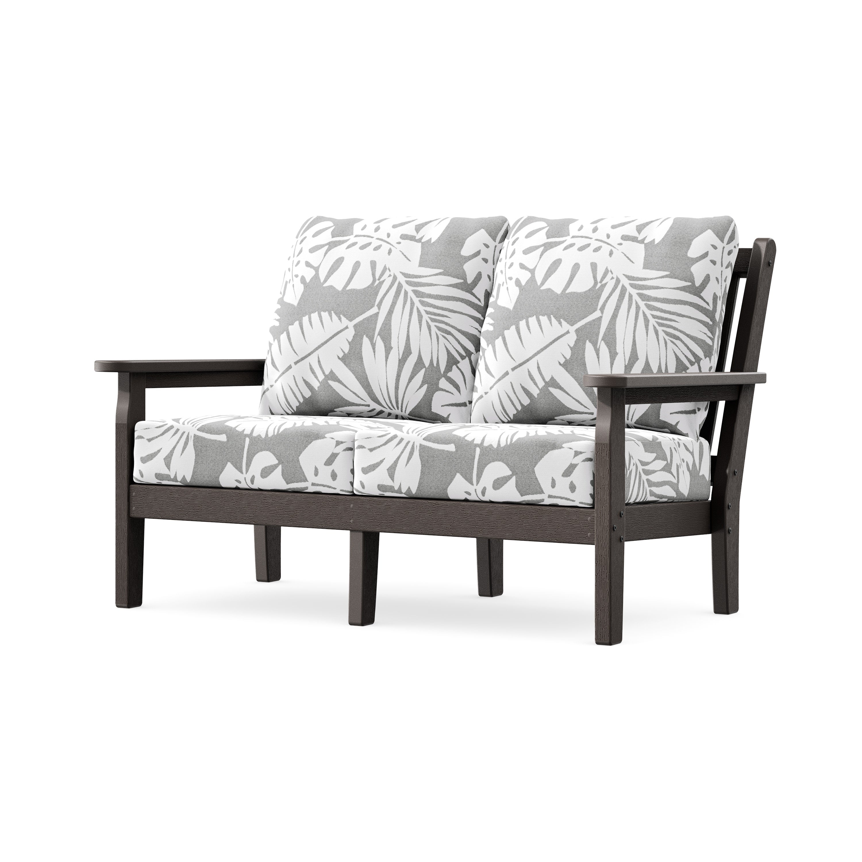 Chippendale Deep Seating Loveseat in Vintage Coffee / Leaf Grey Mist