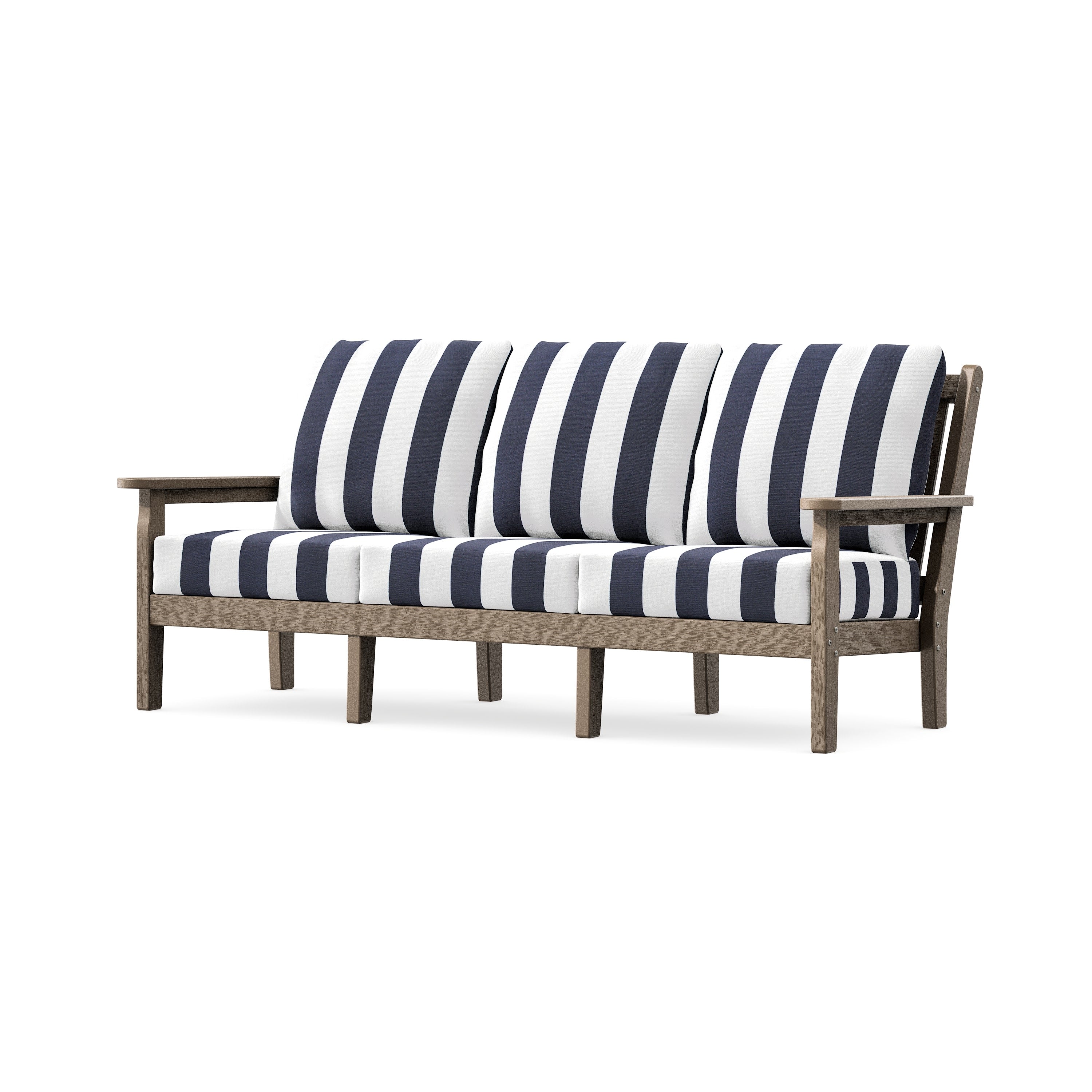 Chippendale Deep Seating Sofa in Vintage Sahara / Cabana Stripe Navy
